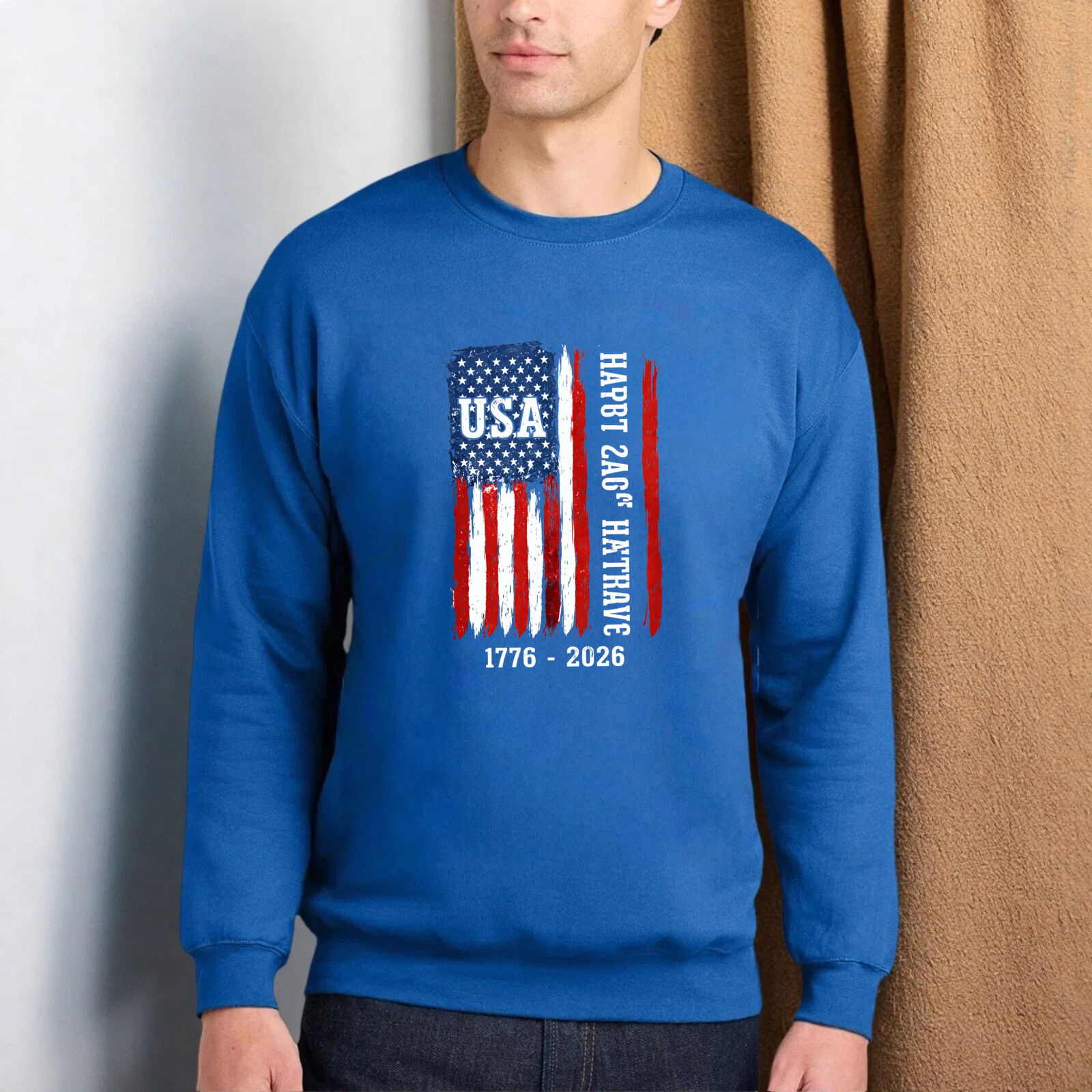 Usa Flag Sweatshirt Happy 240th Birthday 1776 2026 American Independence Day Celebration Crewneck Pullover