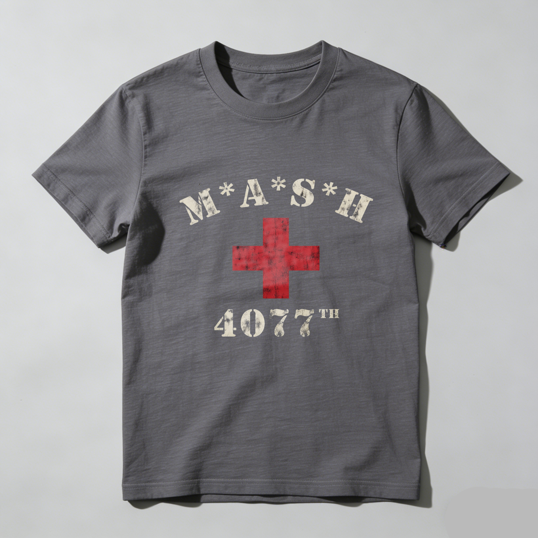 TEECURENT Mash 4077th Military Hospital T-Shirt Black Classic Design Red Cross Emblem Men Women Unisex Apparel
