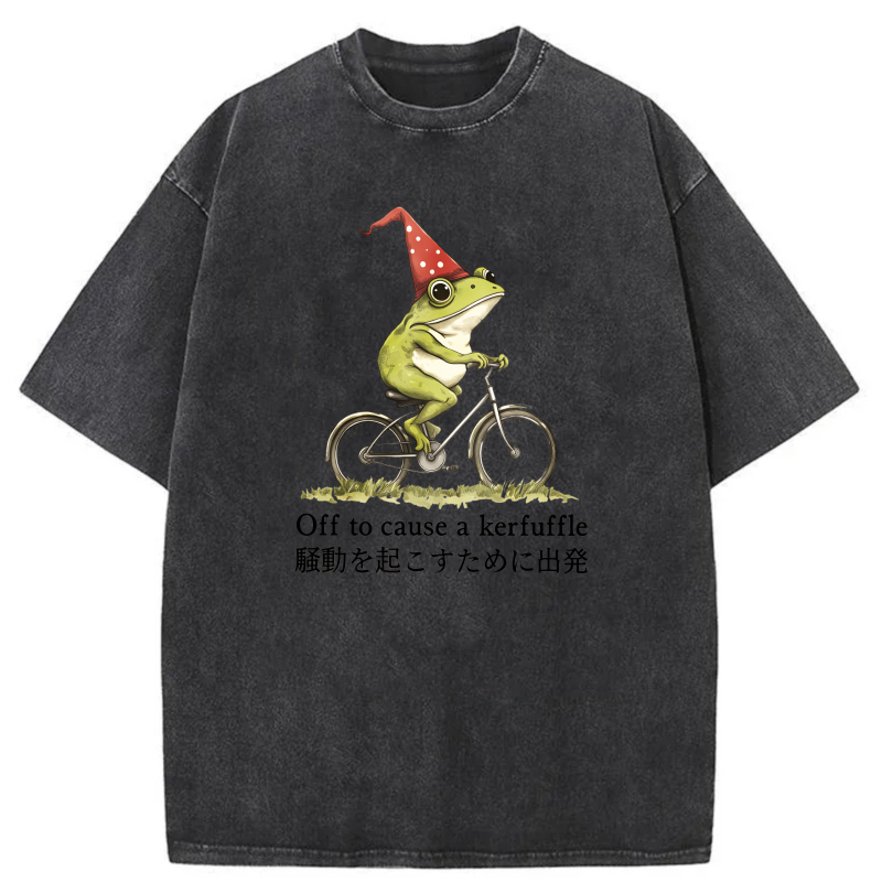 Frog Riding Bike With Party Hat tshirt 100% cotton