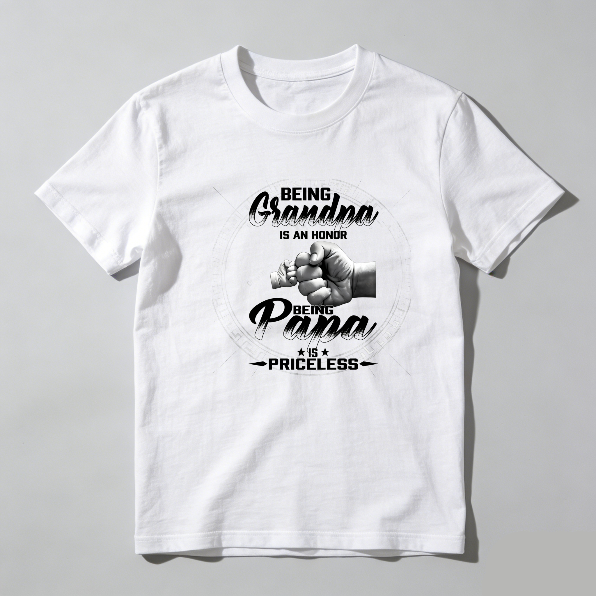 TEECURENT Being Grandpa Is An Honor Being Papa Is Priceless Pure Cotton Short Sleeve T Shirt-TeeCurent