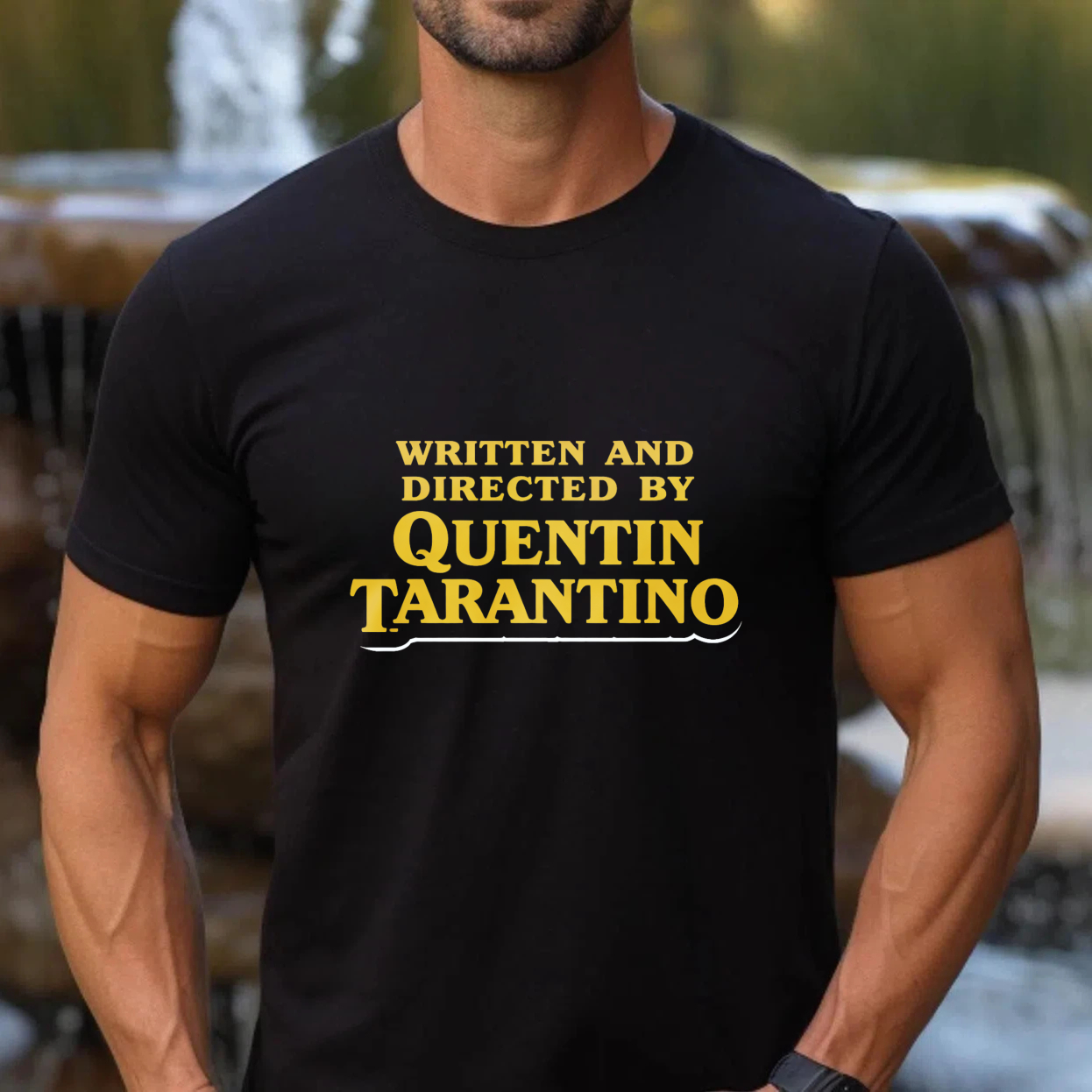 TEECURENT Written And Directed By Quentin Tarantino T Shirt Movie Fan Gift Black Cotton Tee Men Women Unisex Fashion Casual Wear