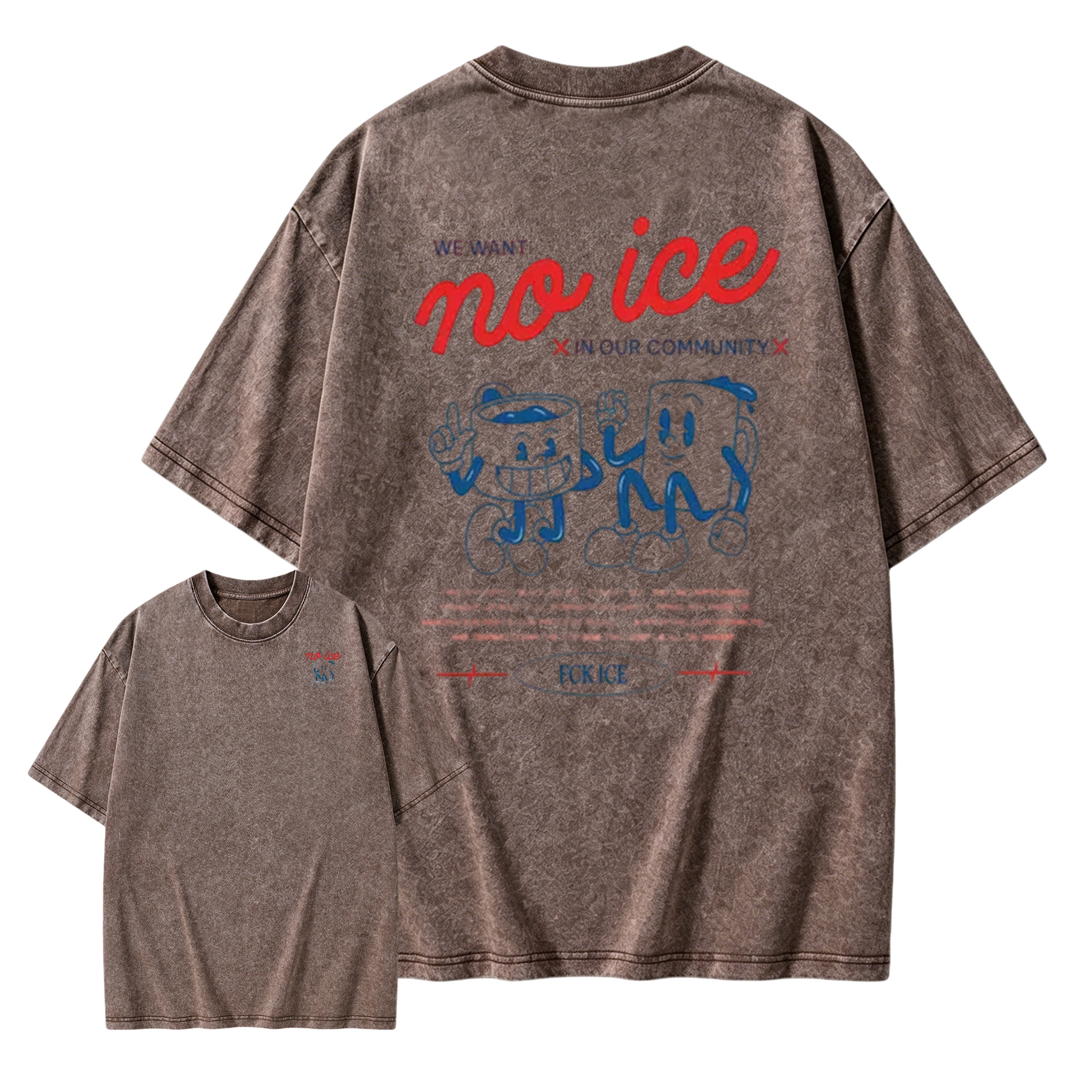 No People Illegal Anti ICE Oversize Unisex Washed T-Shirt for Women and Men's  Washed T-shirt