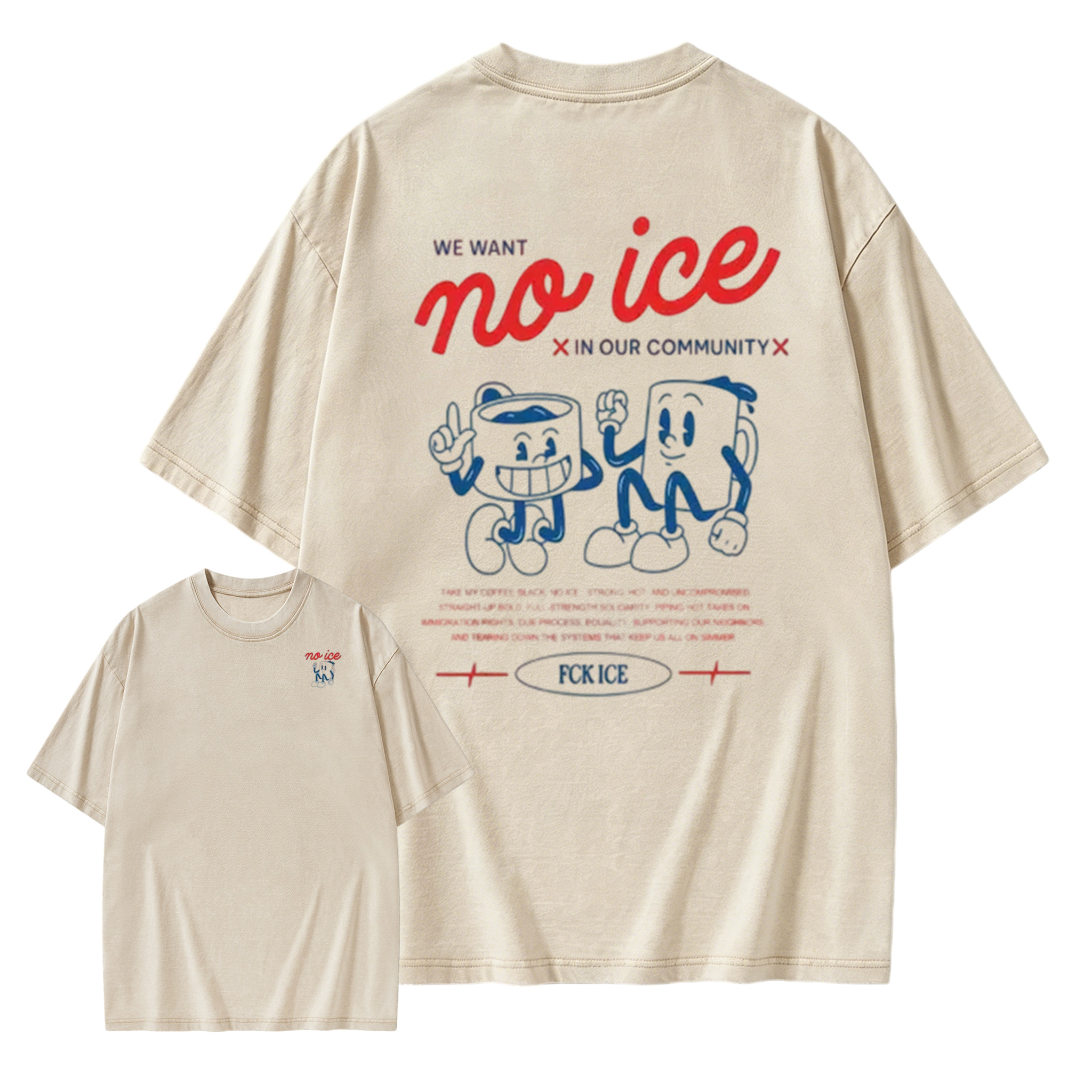 No People Illegal Anti ICE Oversize Unisex Washed T-Shirt for Women and Men's  Washed T-shirt