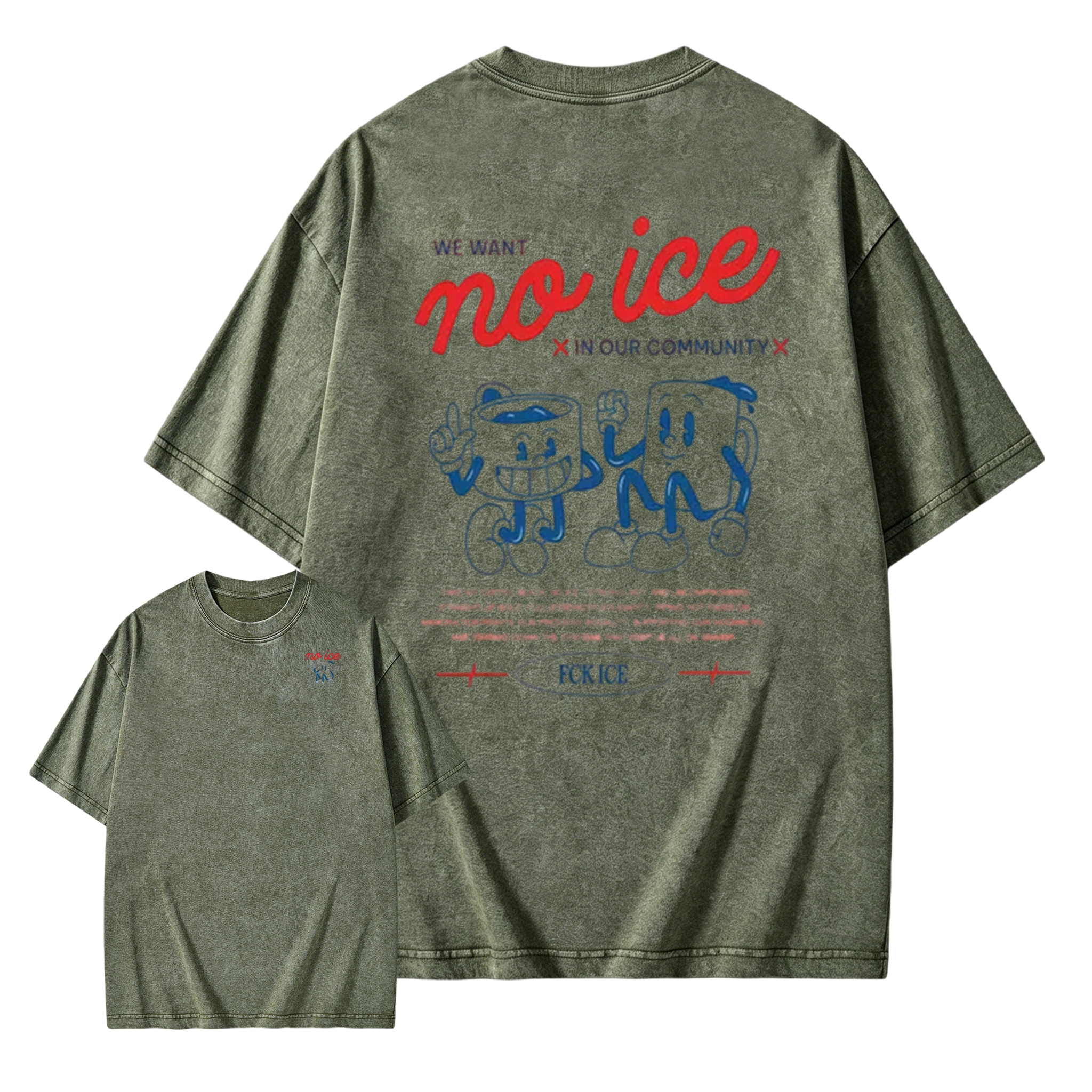 No People Illegal Anti ICE Oversize Unisex Washed T-Shirt for Women and Men's  Washed T-shirt