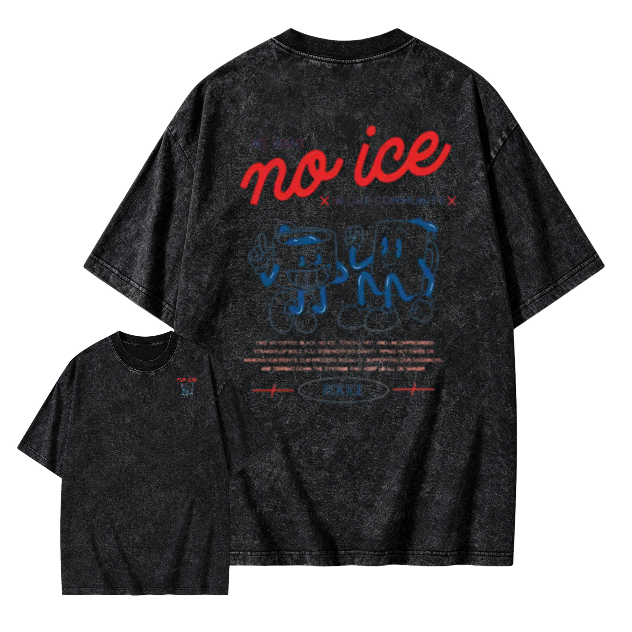 No People Illegal Anti ICE Oversize Unisex Washed T-Shirt for Women and Men's  Washed T-shirt