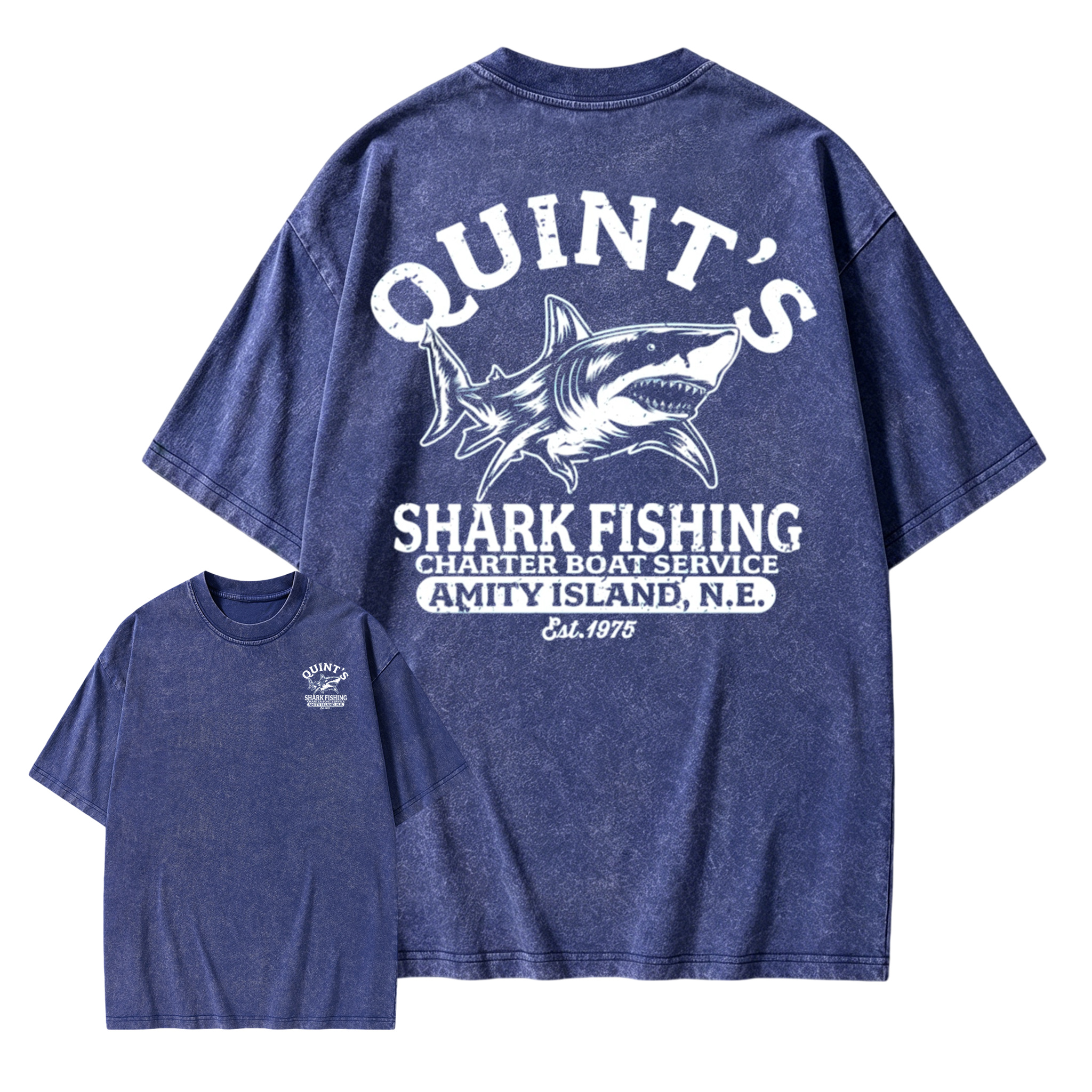 Quint's Shark Fishing T-Shirt: Raw Unbleached Washed T-shirt