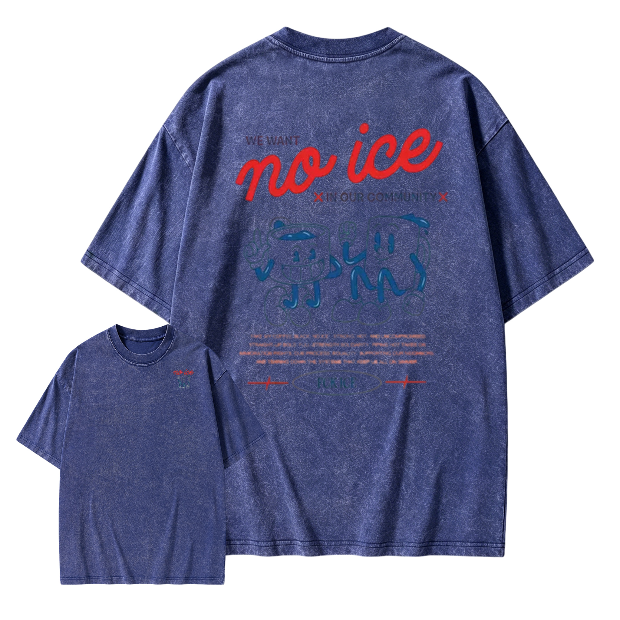 No People Illegal Anti ICE Oversize Unisex Washed T-Shirt for Women and Men's  Washed T-shirt
