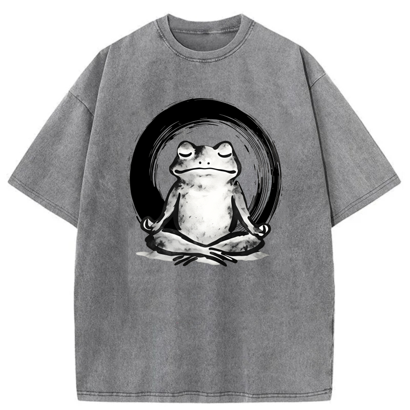 Frog Meditating In Zen Circle tshirt 100% cotton