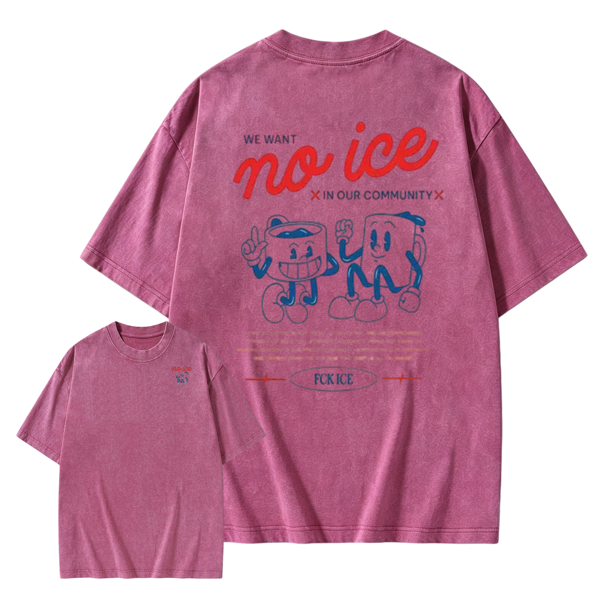 No People Illegal Anti ICE Oversize Unisex Washed T-Shirt for Women and Men's  Washed T-shirt