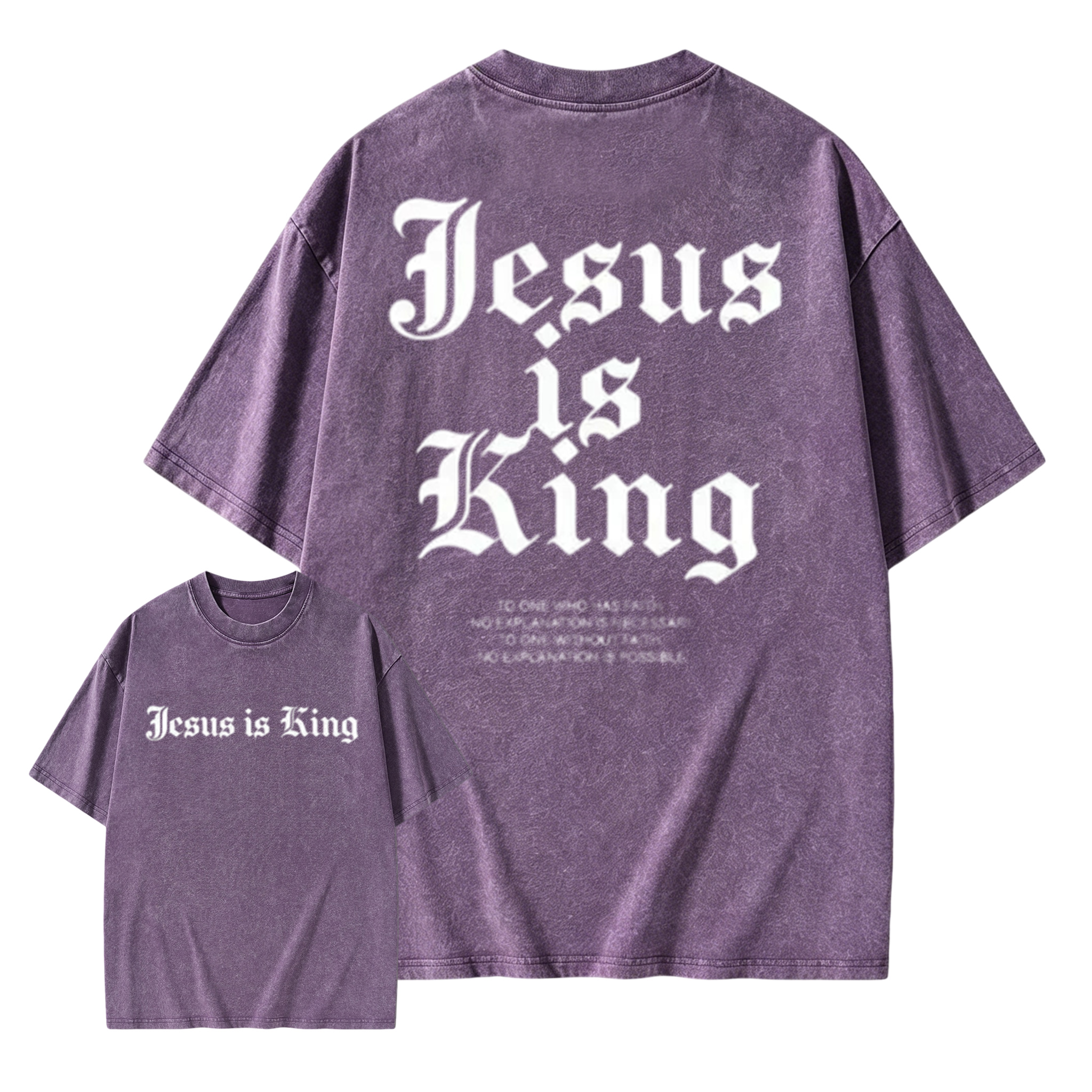 Retro Washed Cotton Jesus Is King T-Shirt - Menswear Short-Sleeve Round Neck Top, Ideal for Summer Outing Washed T-shirt