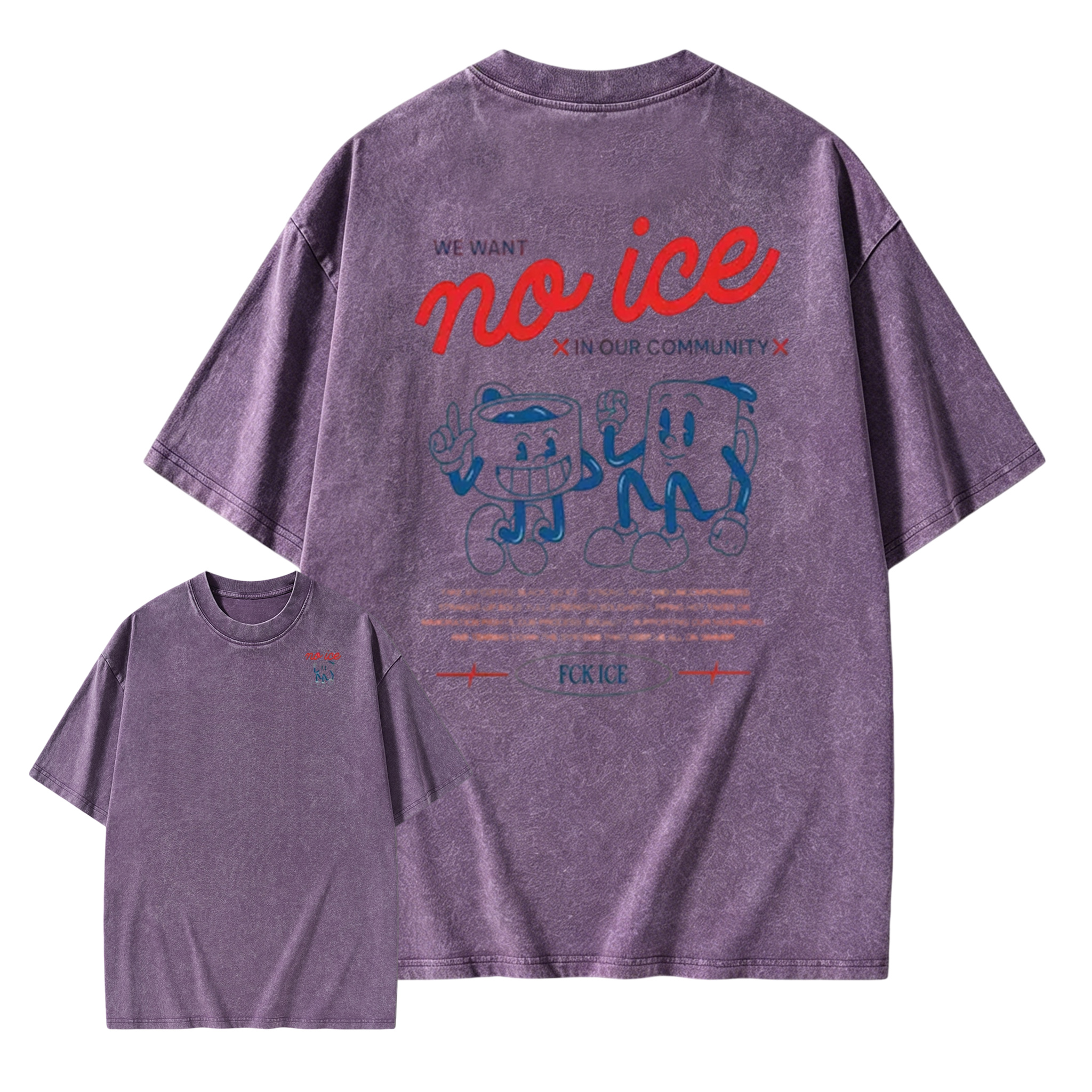 No People Illegal Anti ICE Oversize Unisex Washed T-Shirt for Women and Men's  Washed T-shirt