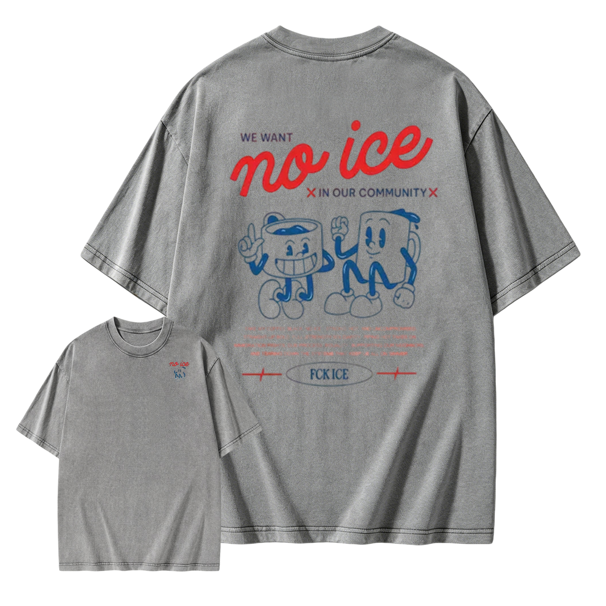 No People Illegal Anti ICE Oversize Unisex Washed T-Shirt for Women and Men's  Washed T-shirt