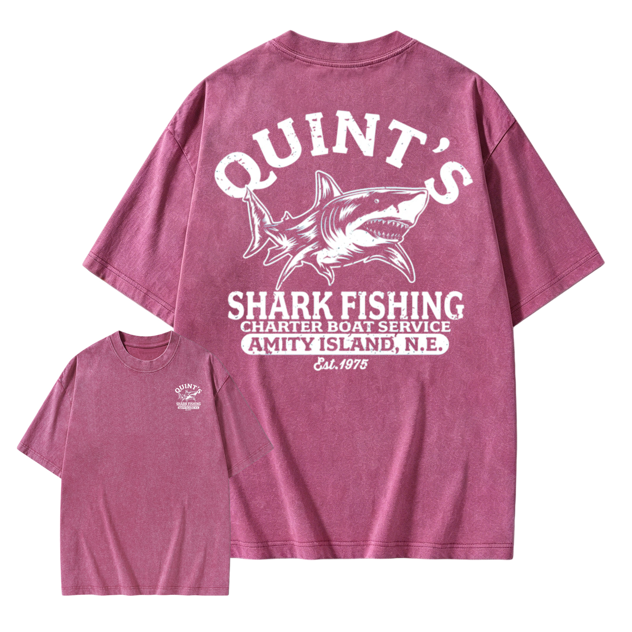Quint's Shark Fishing T-Shirt: Raw Unbleached Washed T-shirt