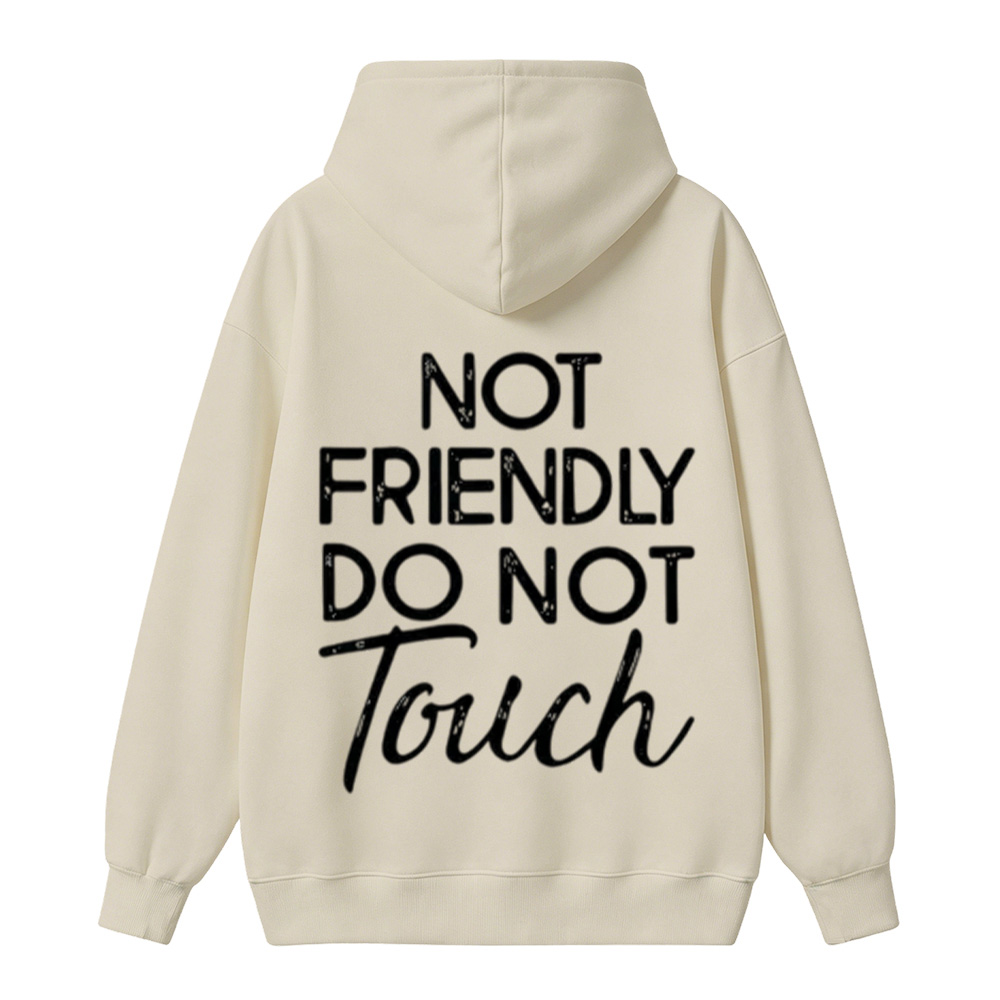Not Friendly Do Not Touch Print, Men'S Casual Streetwear Hoodies, Comfy And Loose Hooded Pullover Top HOODIE
