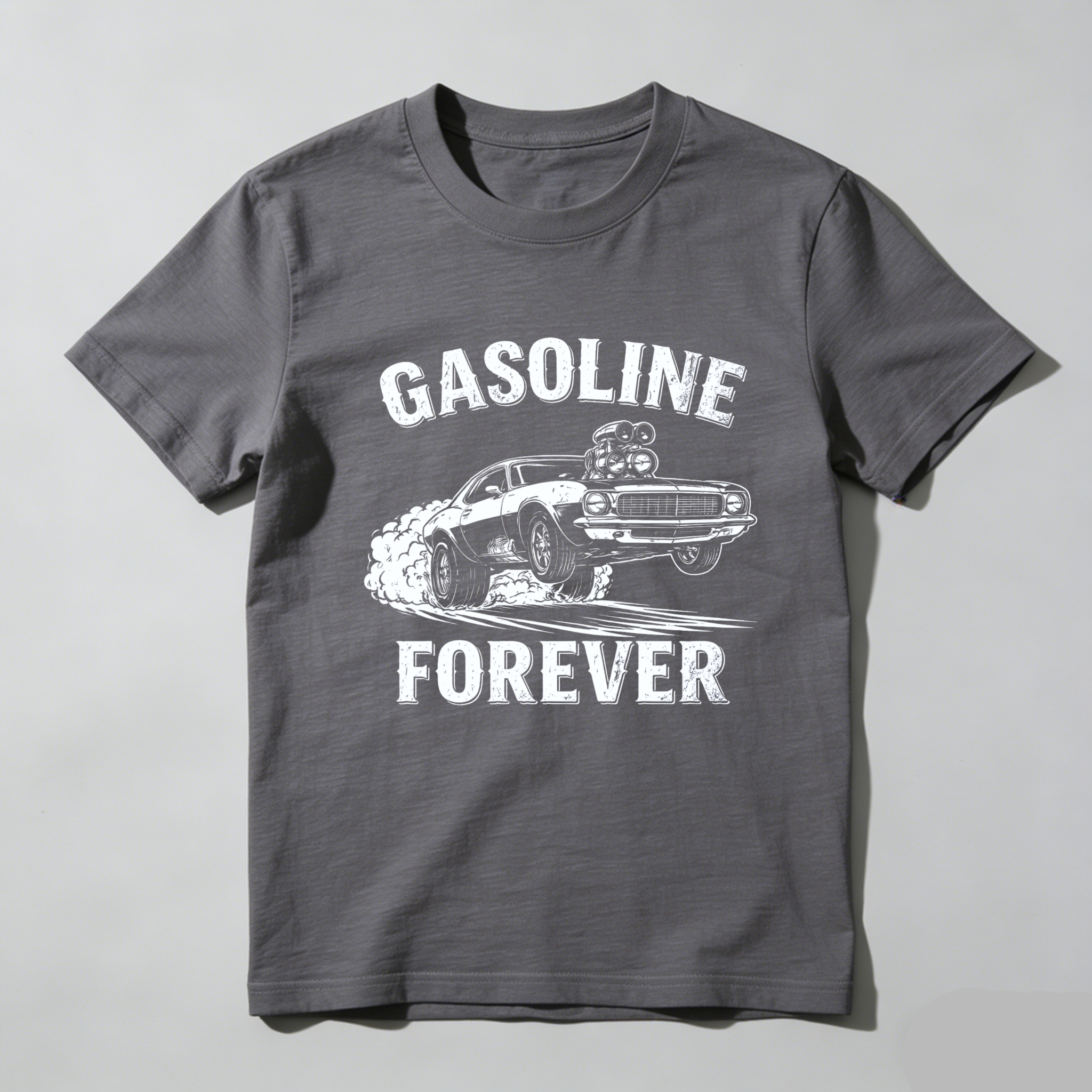 Gasoline Forever Classic Muscle Car T-Shirt For Men And Women Automotive Enthusiast Gift Black Cotton Shirt