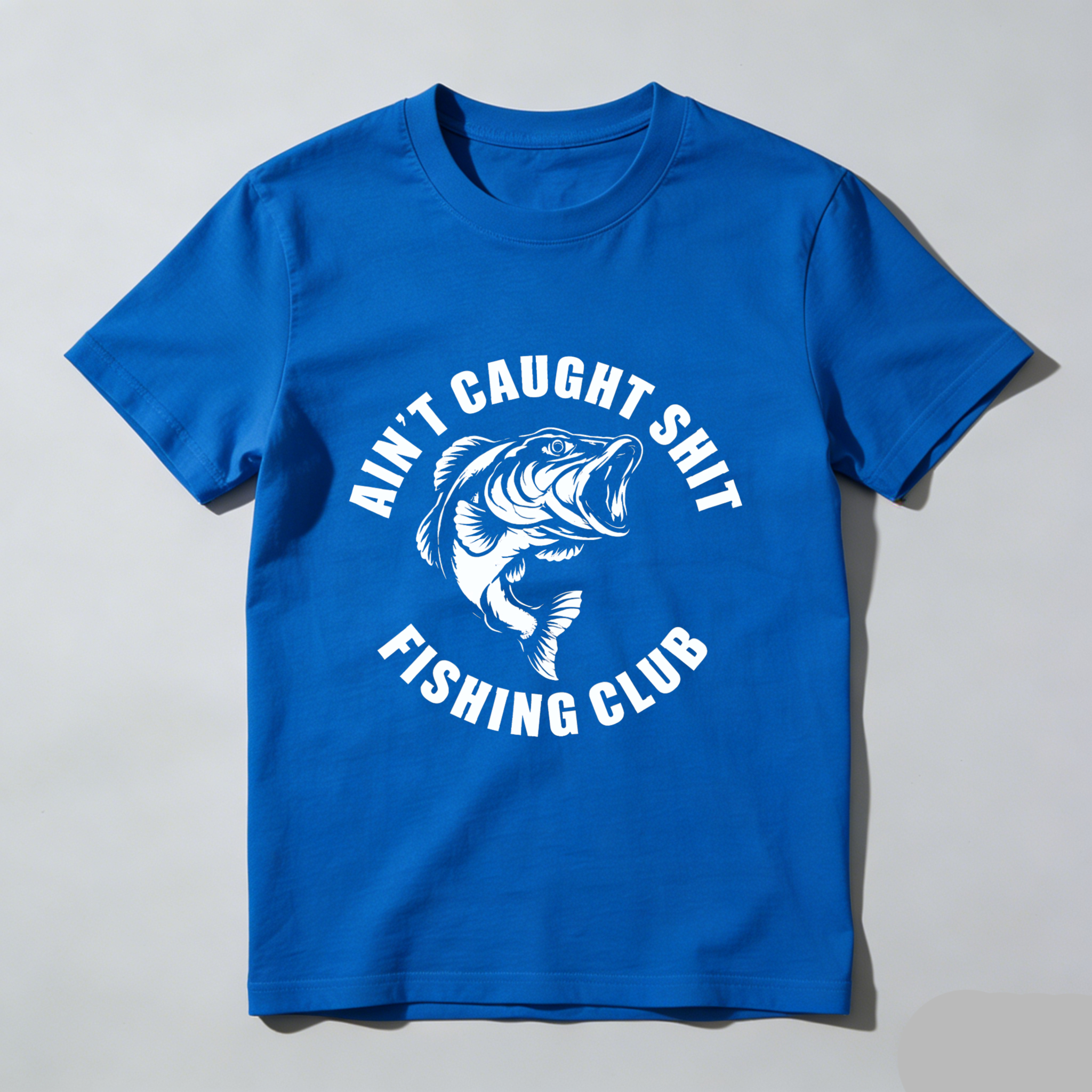 TEECURENT Aint Caught Shit Fishing Club T-Shirt Black Men's Casual Graphic Tee Fish Design Funny Fishing Humor Apparel WOMEN