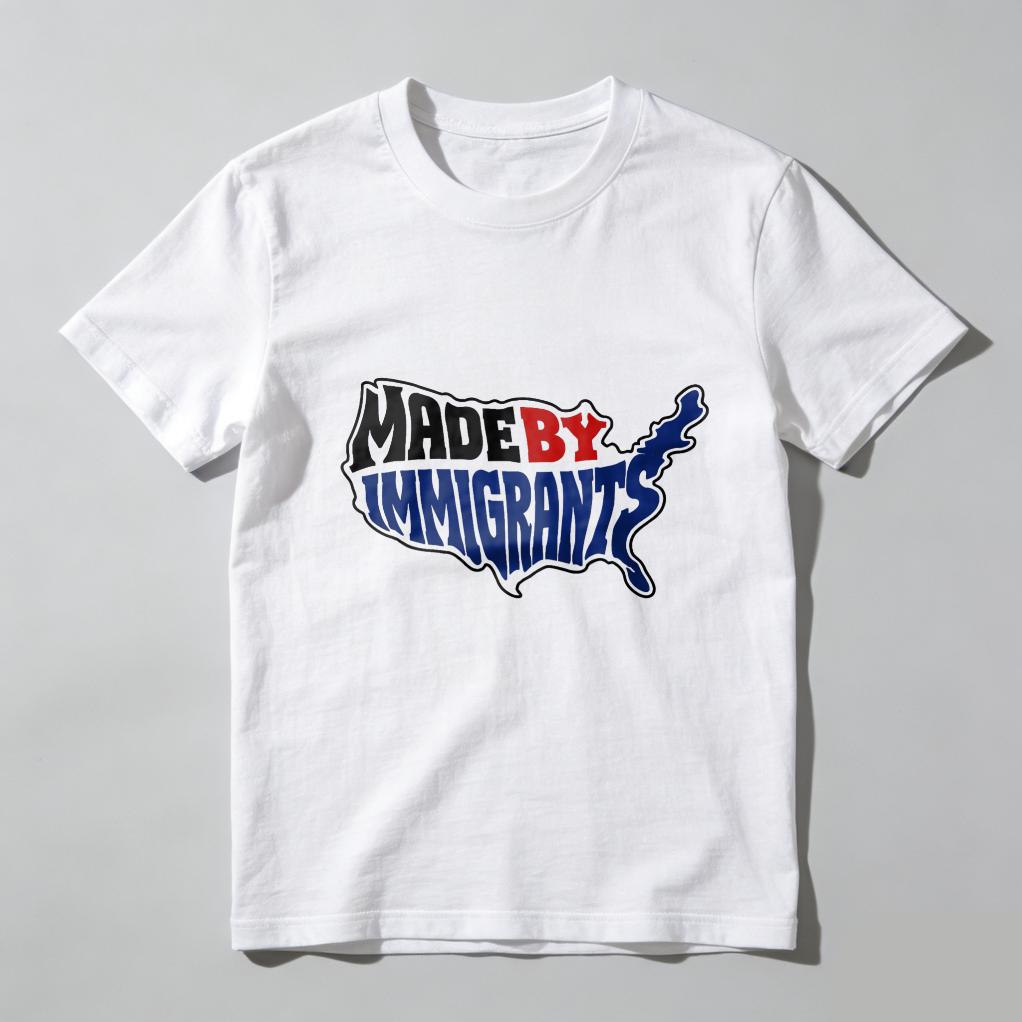 TEECURENTMade By Immigrants Usa Map T Shirt American Flag Design Patriotic Clothing For Men Women Unisex Black Tee-TeeCurent