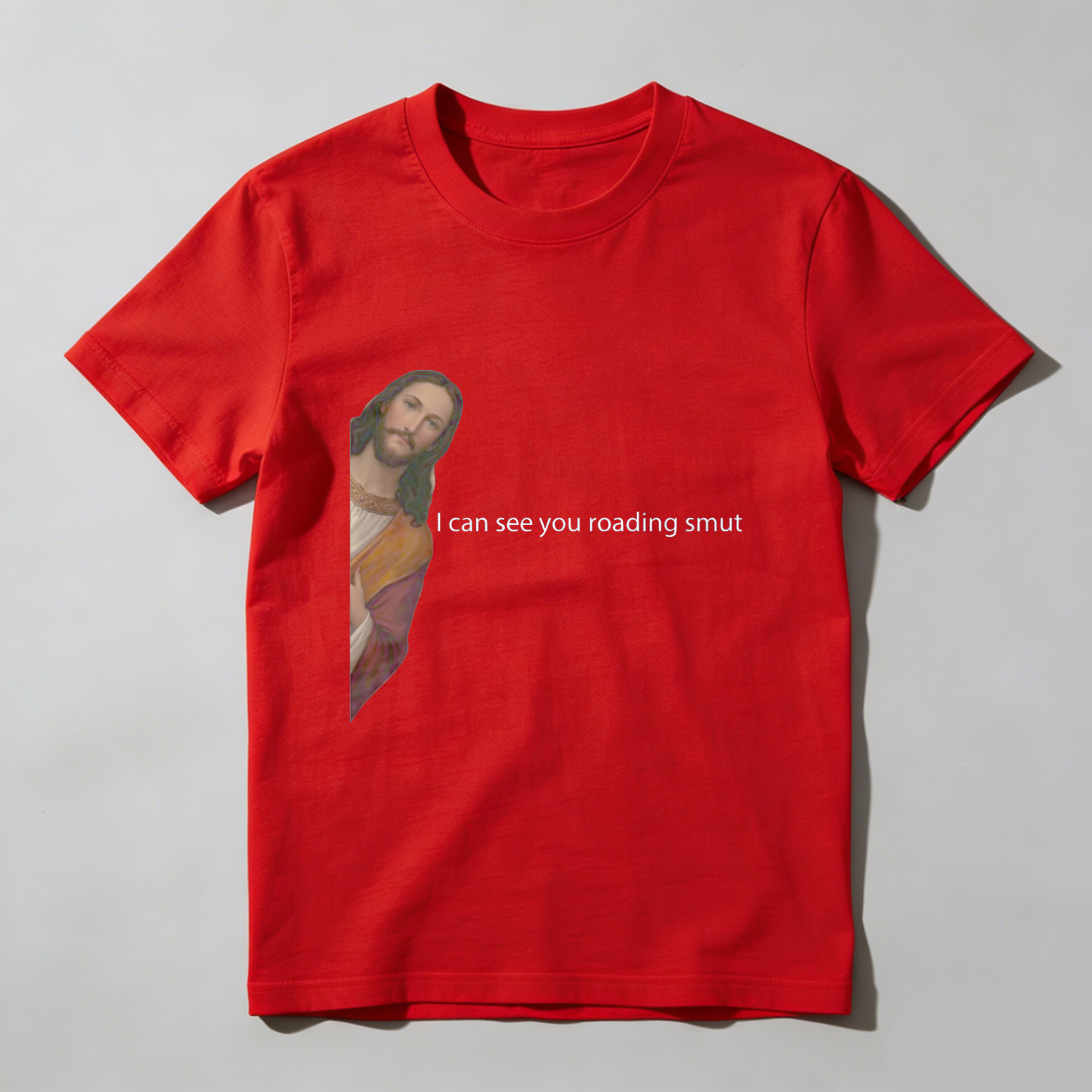 TEECURENT Jesus I Can See You Reading Smut Funny T Shirt Humor Religion Parody Graphic Tee Men Women Unisex Casual Wear WOMEN
