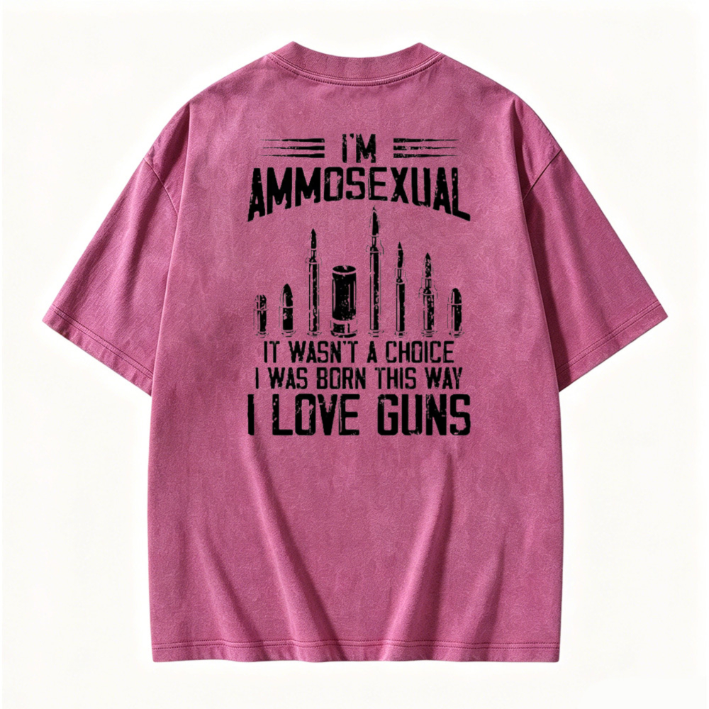Ammosexual I Love Guns Bullet Graphic Washed T-shirt