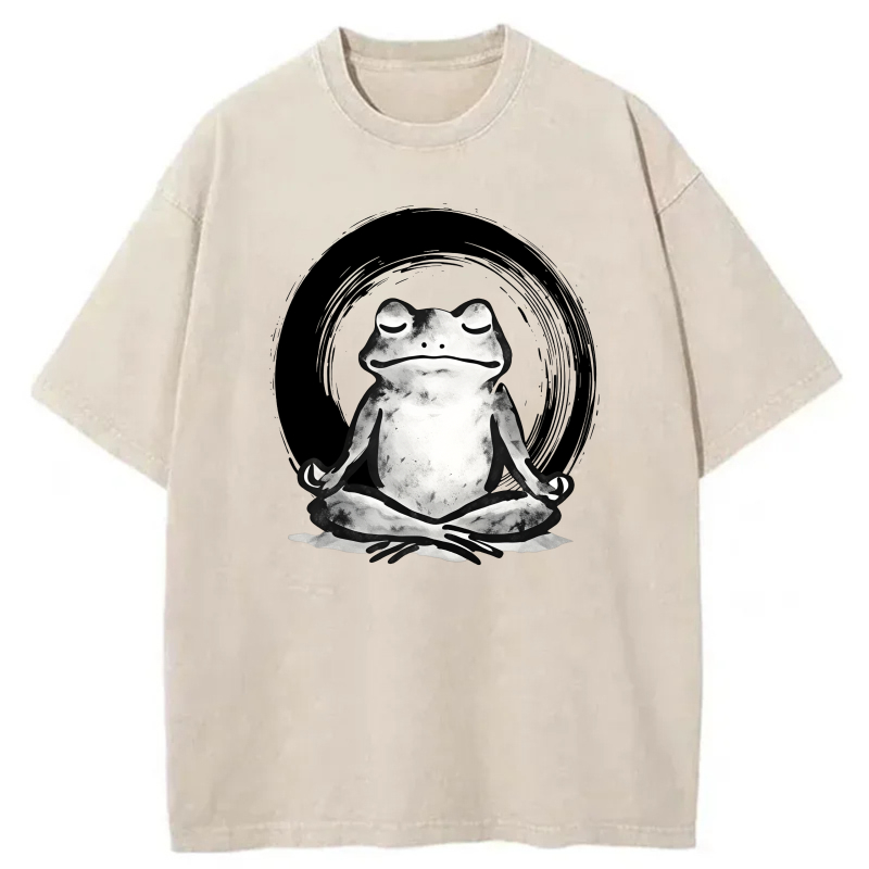Frog Meditating In Zen Circle tshirt 100% cotton