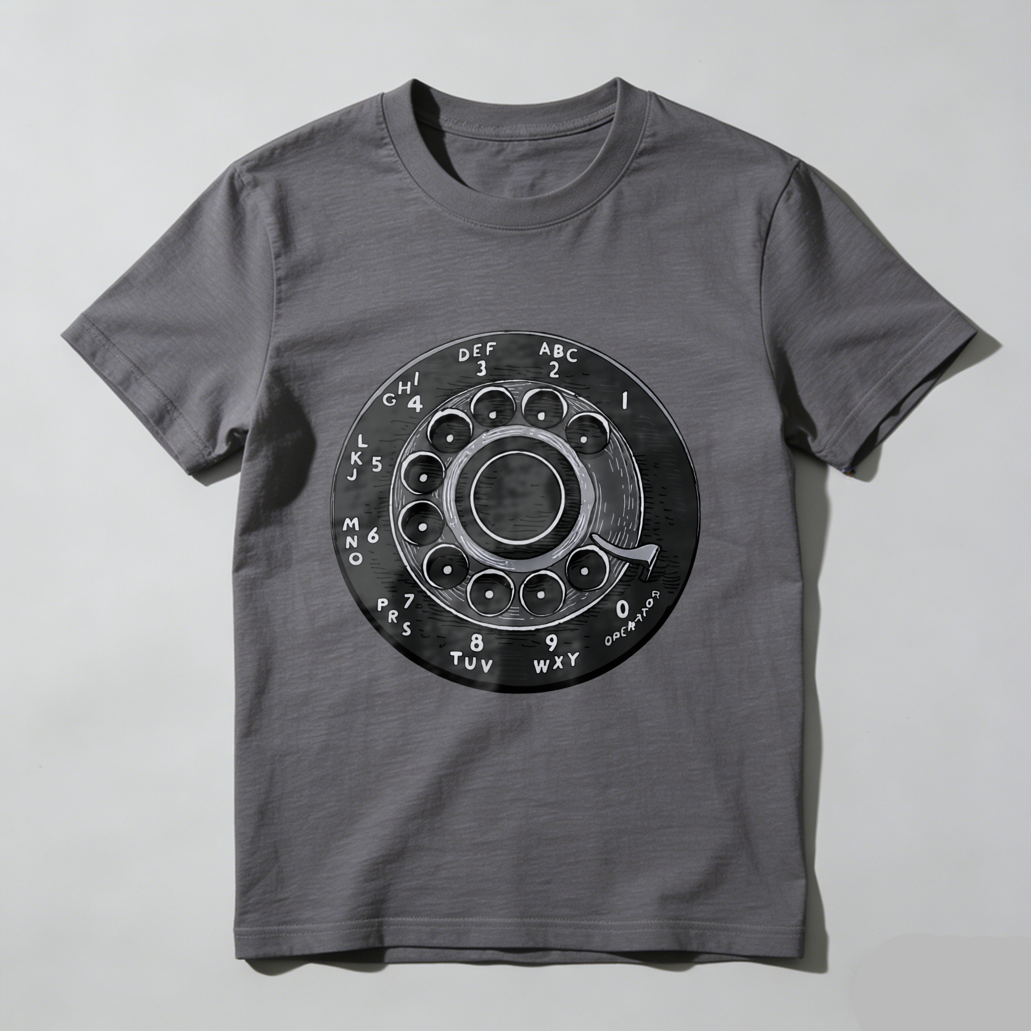 Retro Rotary Dial Phone T-Shirt Vintage Telephone Design Black Classic Men's Shirt Made In Usa