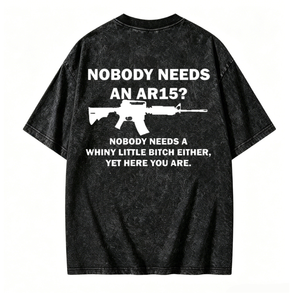 Graphic Rifle Silhouette And Bold Statement Print Washed T Shirt