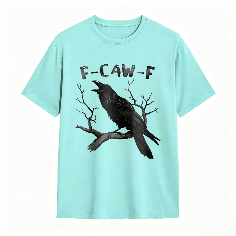 Crow On Branch With F Caw F Text Unisex Classic T-shirt