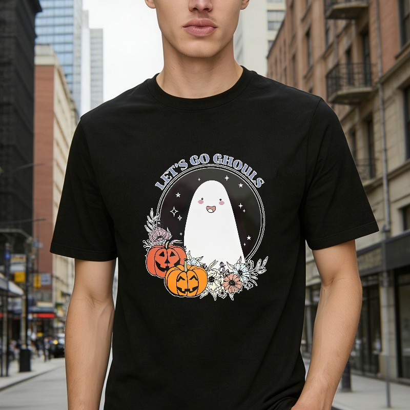 Lets Go Ghouls Cute Ghost And Pumpkins Halloween Unisex Classic T-shirt