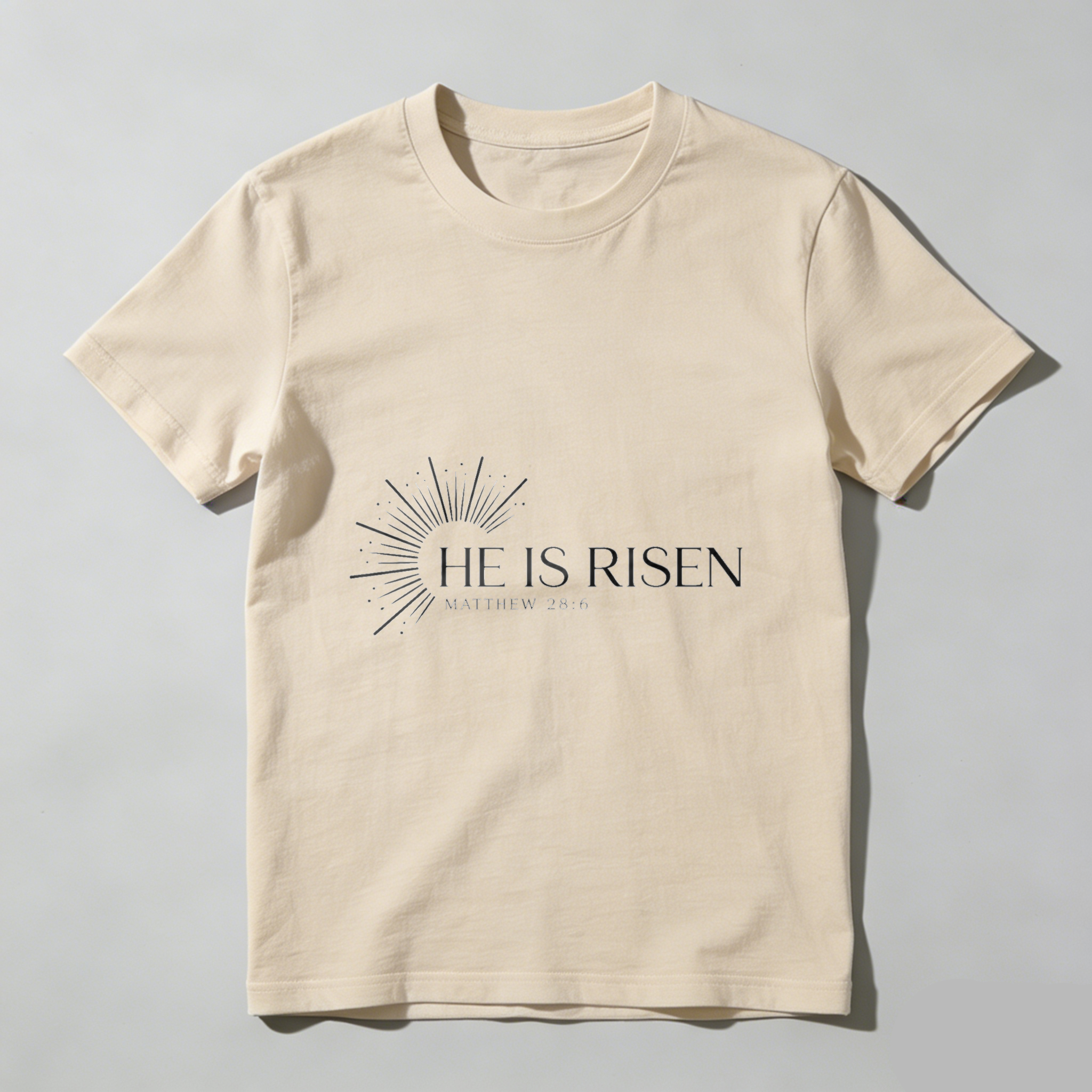 TEECURENT He Is Risen Easter T Shirt Christian Faith Gospel Matthew 28 6 Religious Apparel For Men Women Black Cotton Tee Shirt WOMEN