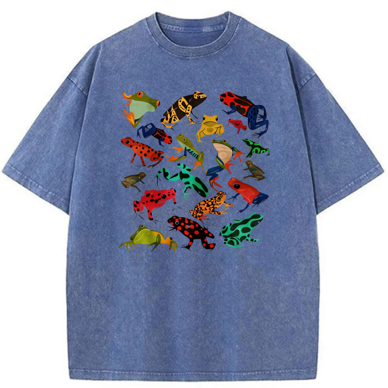 Colorful Frog Pattern Print Design tshirt 100% cotton