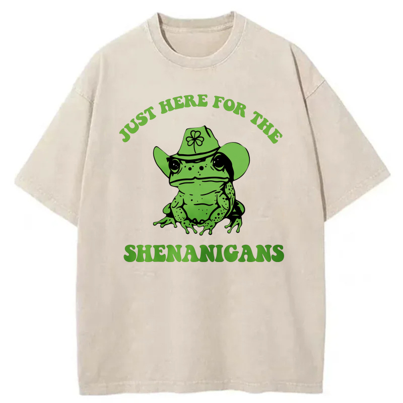 Just Here For The Shenanigans Frog tshirt 100% cotton