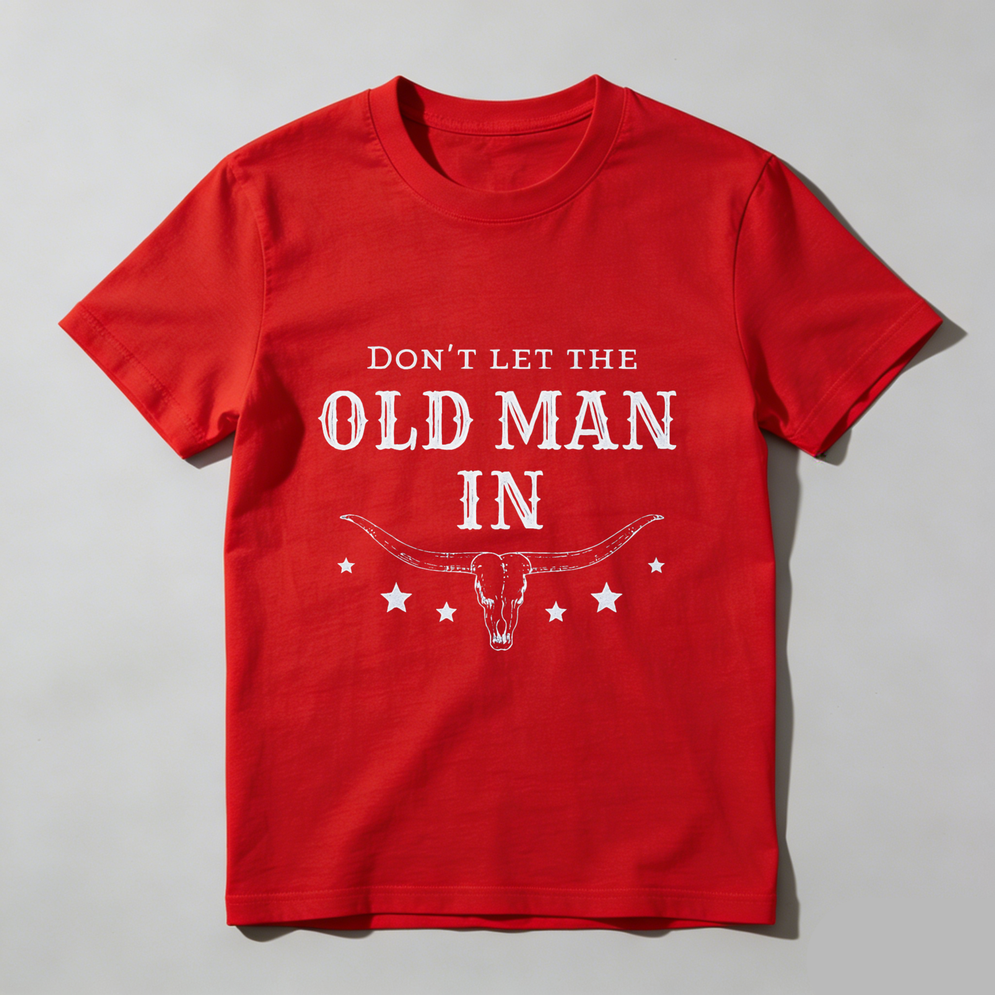 TEECURENT Dont Let The Old Man In Bull Skull Western T Shirt Men Women Cowgirl Country Style Graphic Tee