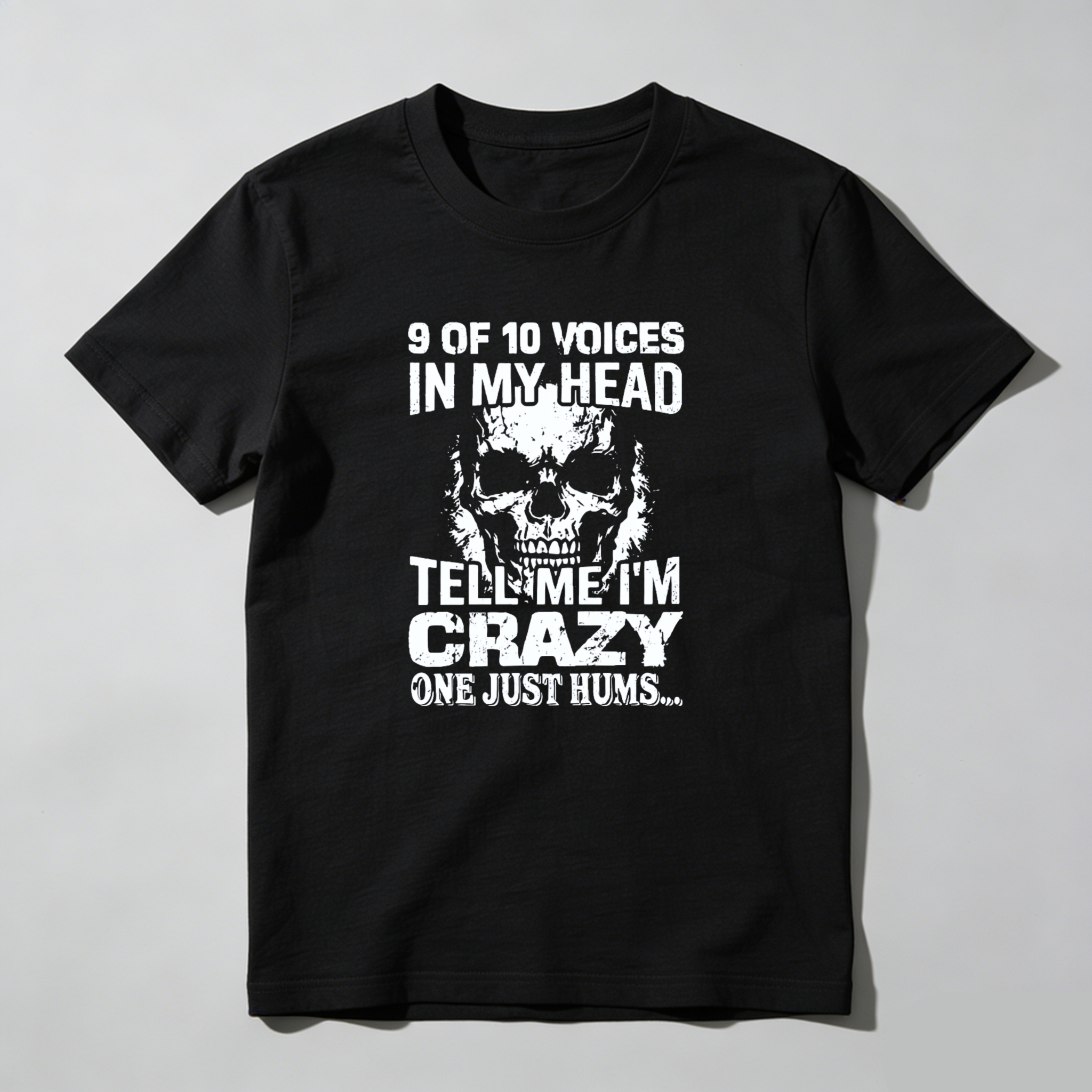 Teecurent 9 Of 10 Voices In My Head Tell Me I'm Crazy One Just Hums Pure Cotton Short Sleeve T Shirt