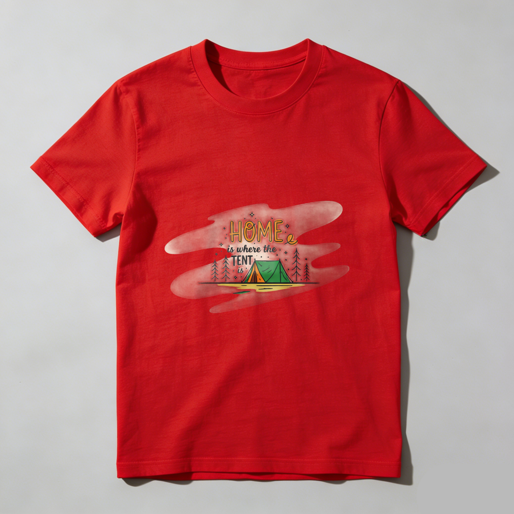 TEECURENT Home Is Where The Tent Is Camping T Shirt Outdoor Adventure Tee For Nature Lovers WOMEN