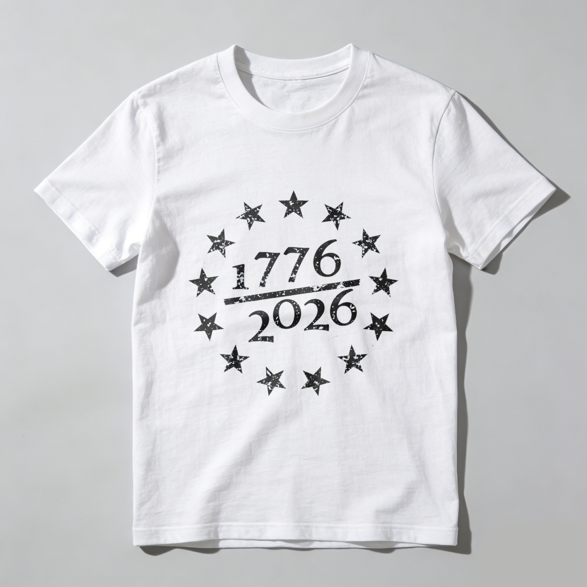 1776 To 2026 Independence Day Celebration T-Shirt American Patriotic Stars Design Black Shirt