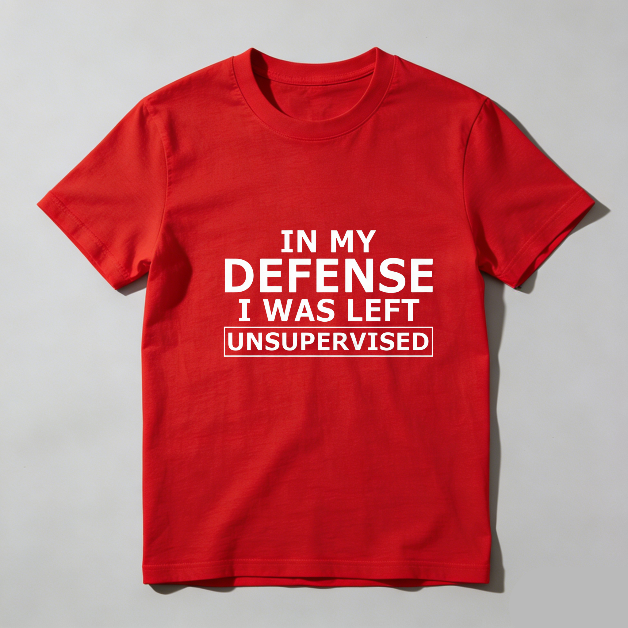 TEECURENT In My Defense I Was Left Unsupervised Pure Cotton Short Sleeve T Shirt-TeeCurent