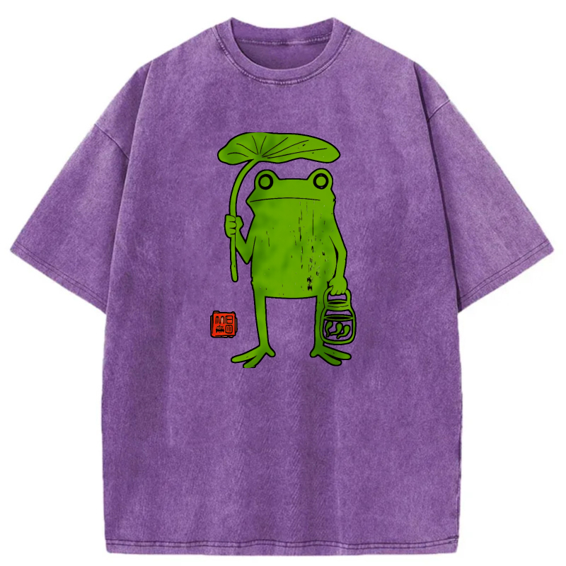 Frog Holding Umbrella And Lantern tshirt 100% cotton