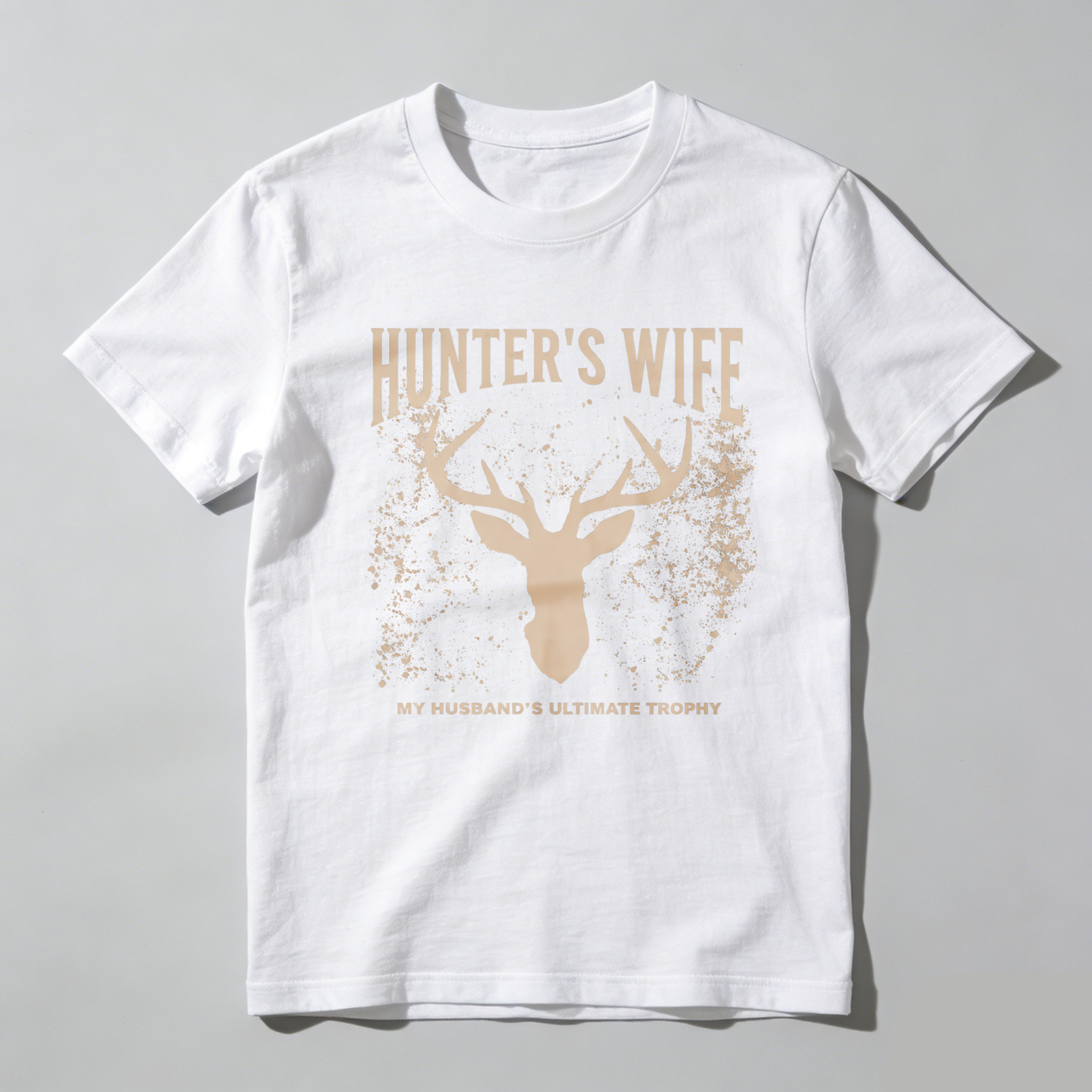 TEECURENT Hunters Wife My Husbands Ultimate Trophy Deer Head Graphic T-Shirt For Women Hunting Theme Casual Shirt-TeeCurent