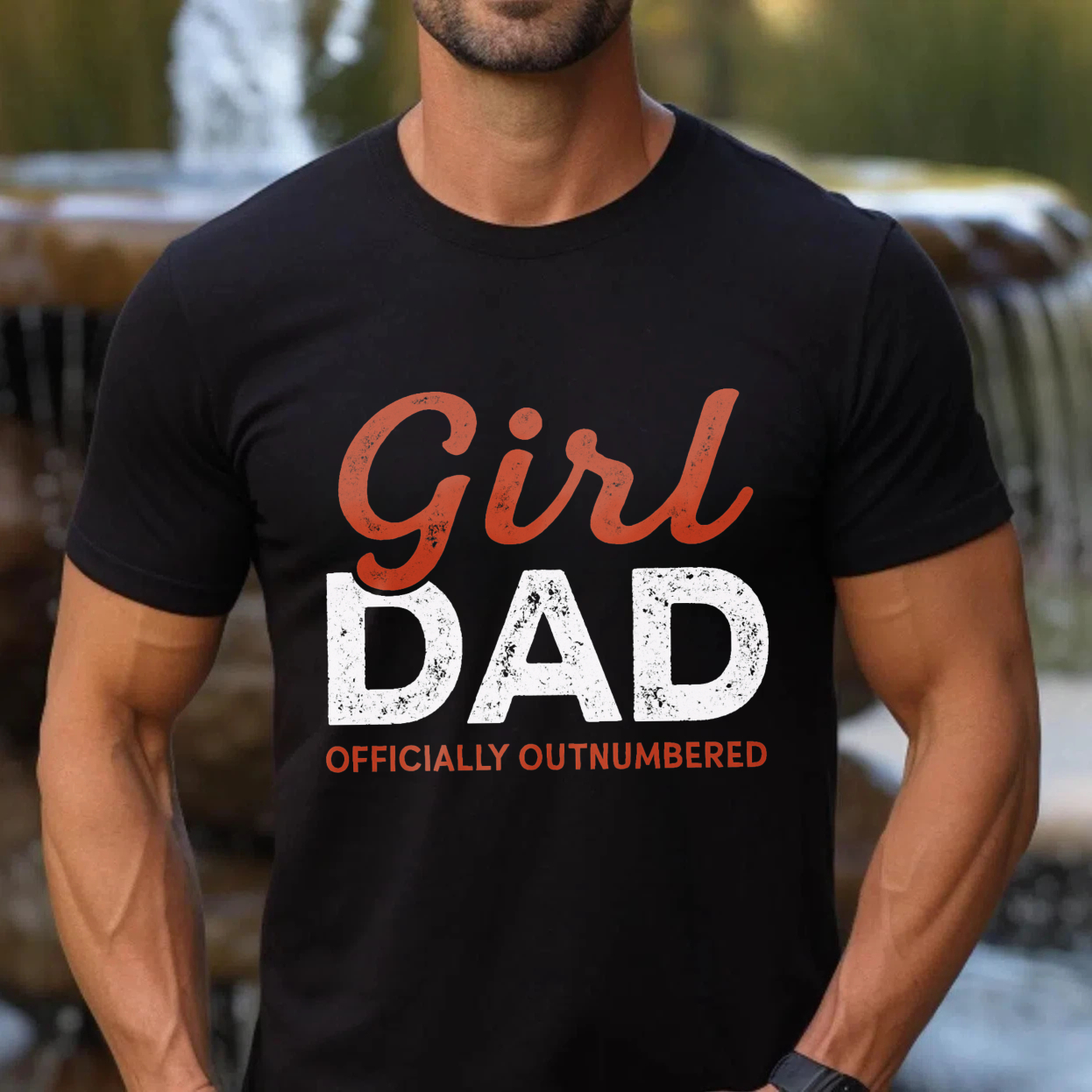 Girl Dad Officially Outnumbered T Shirt For Fathers With Daughters Made In Usa