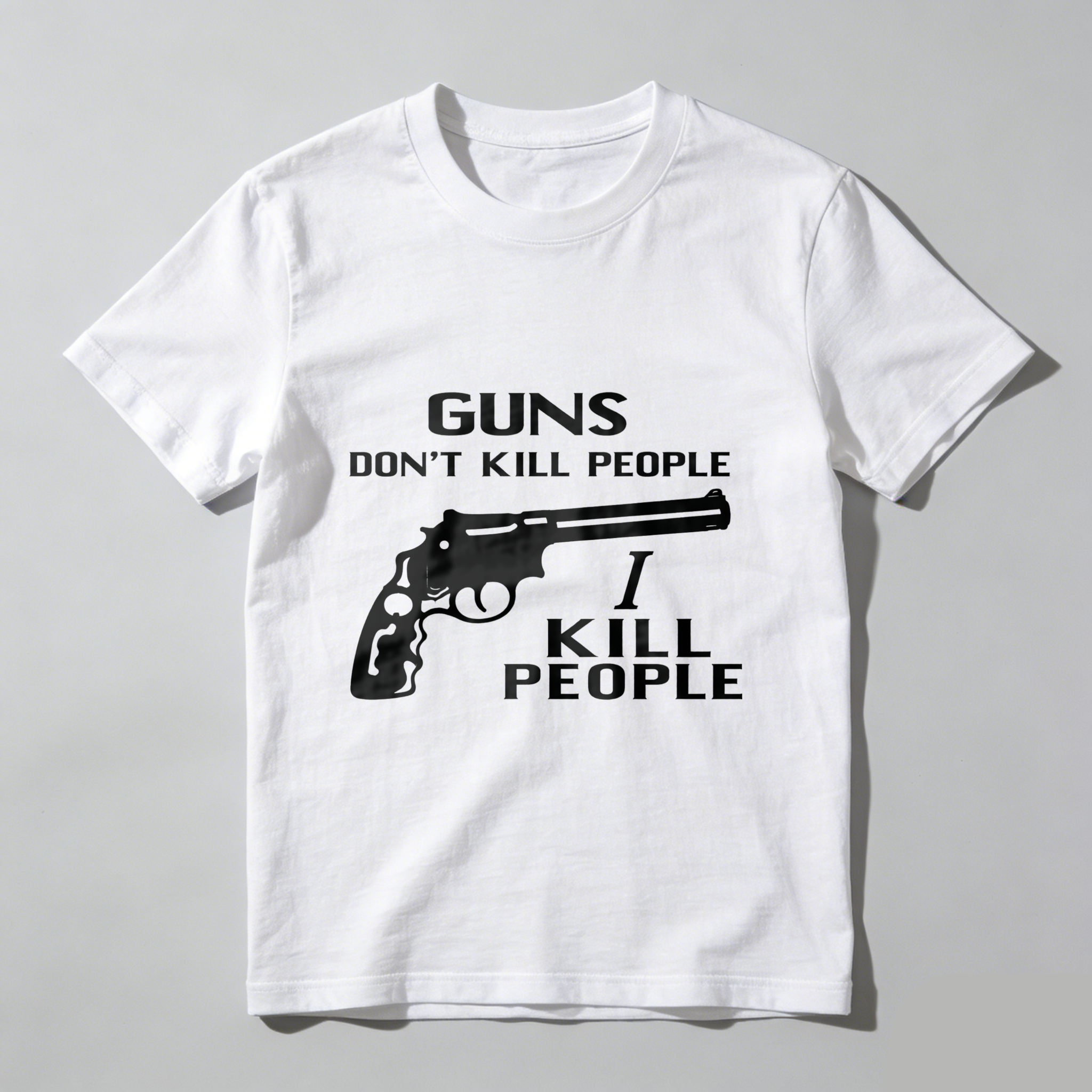 TEECURENT Guns Dont Kill People I Kill People T Shirt With Pistol Graphic Black Cotton Tee Men Women Unisex Apparel