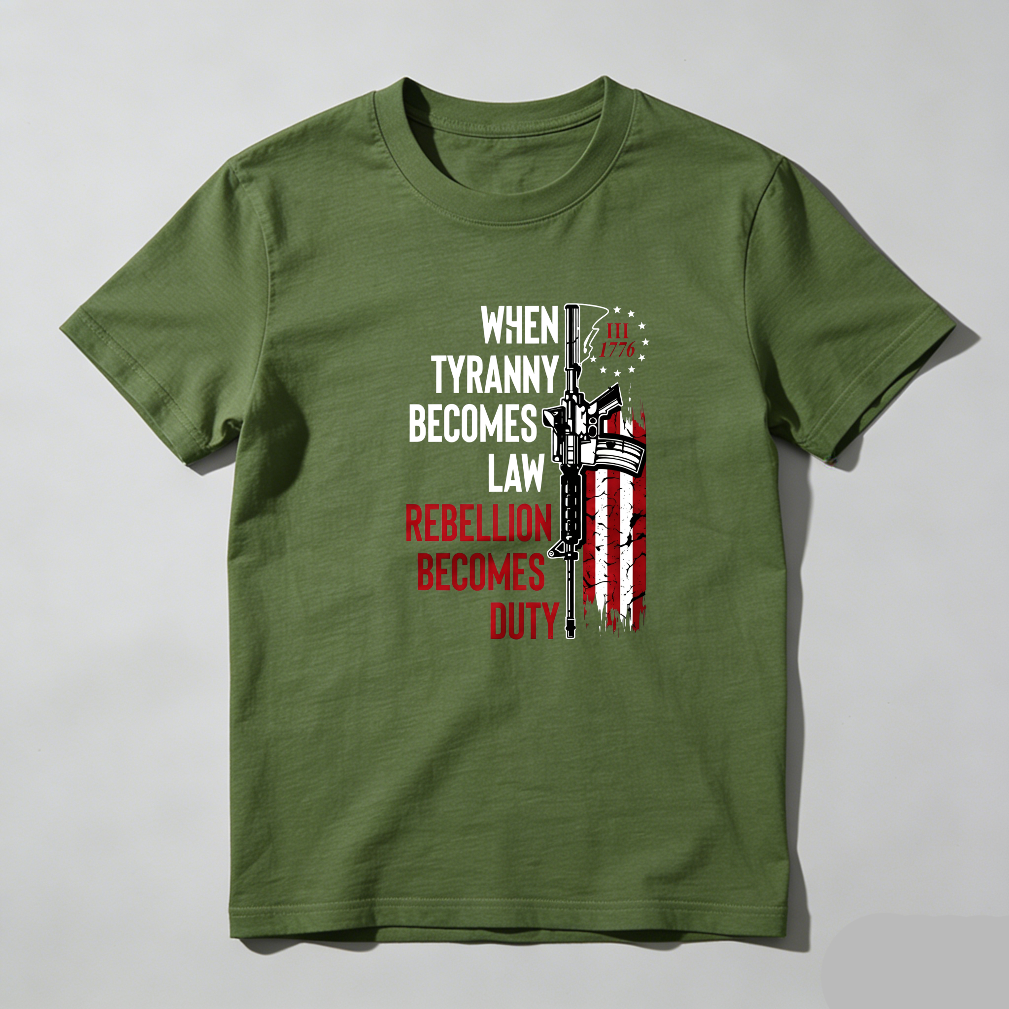 TEECURENT When Tyranny Becomes Law Rebellion Becomes Duty Pure Cotton Short Sleeve T Shirt-TeeCurent