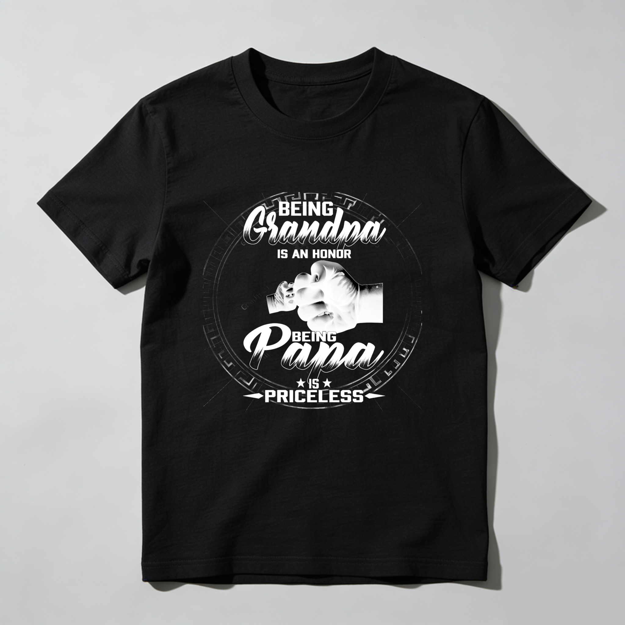TEECURENT Being Grandpa Is An Honor Being Papa Is Priceless Pure Cotton Short Sleeve T Shirt-TeeCurent