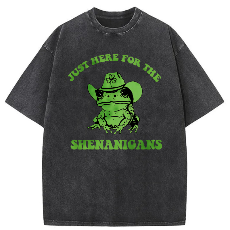 Just Here For The Shenanigans Frog tshirt 100% cotton