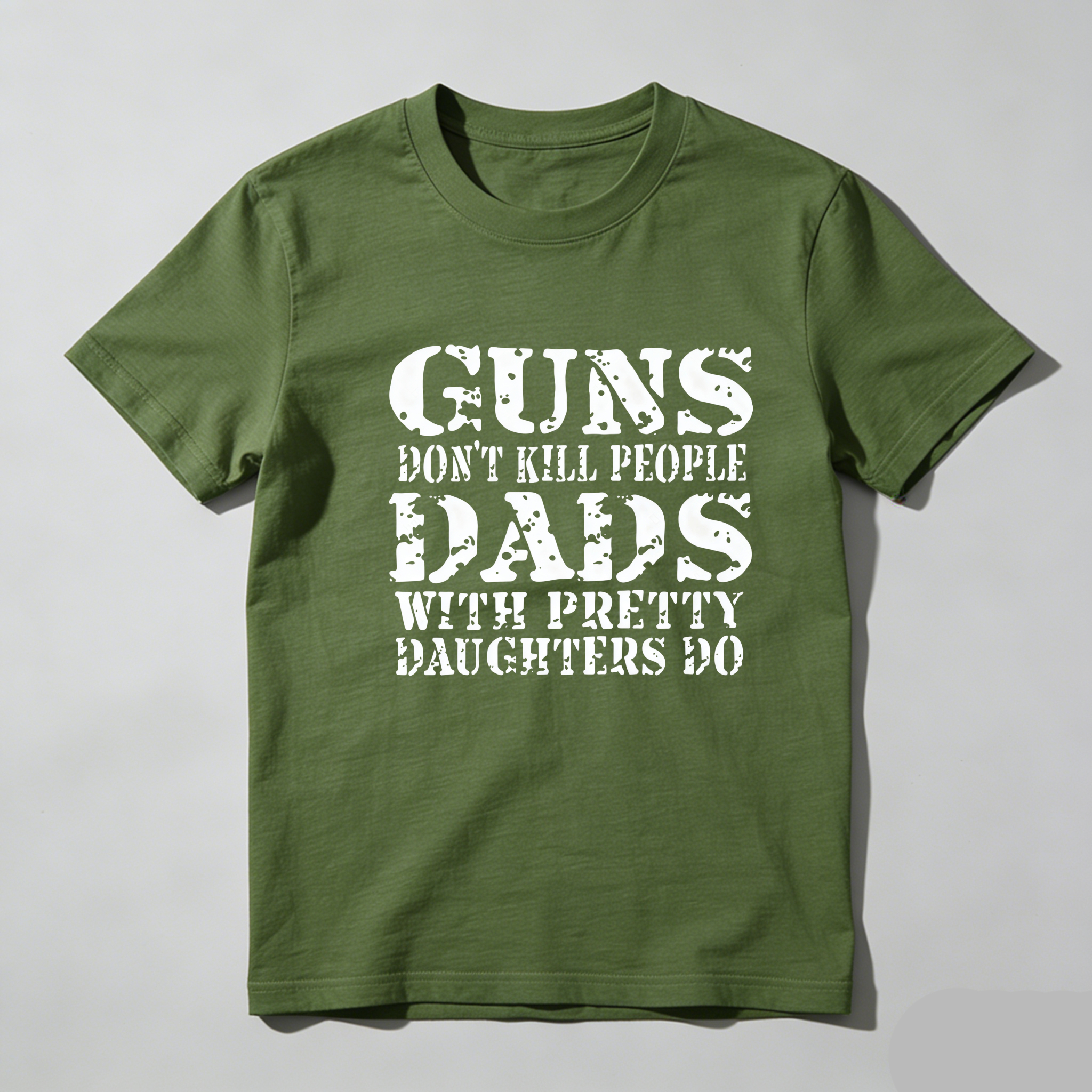 TEECURENT Guns Dont Kill People Dads With Pretty Daughters Do Pure Cotton Short Sleeve T Shirt-TeeCurent
