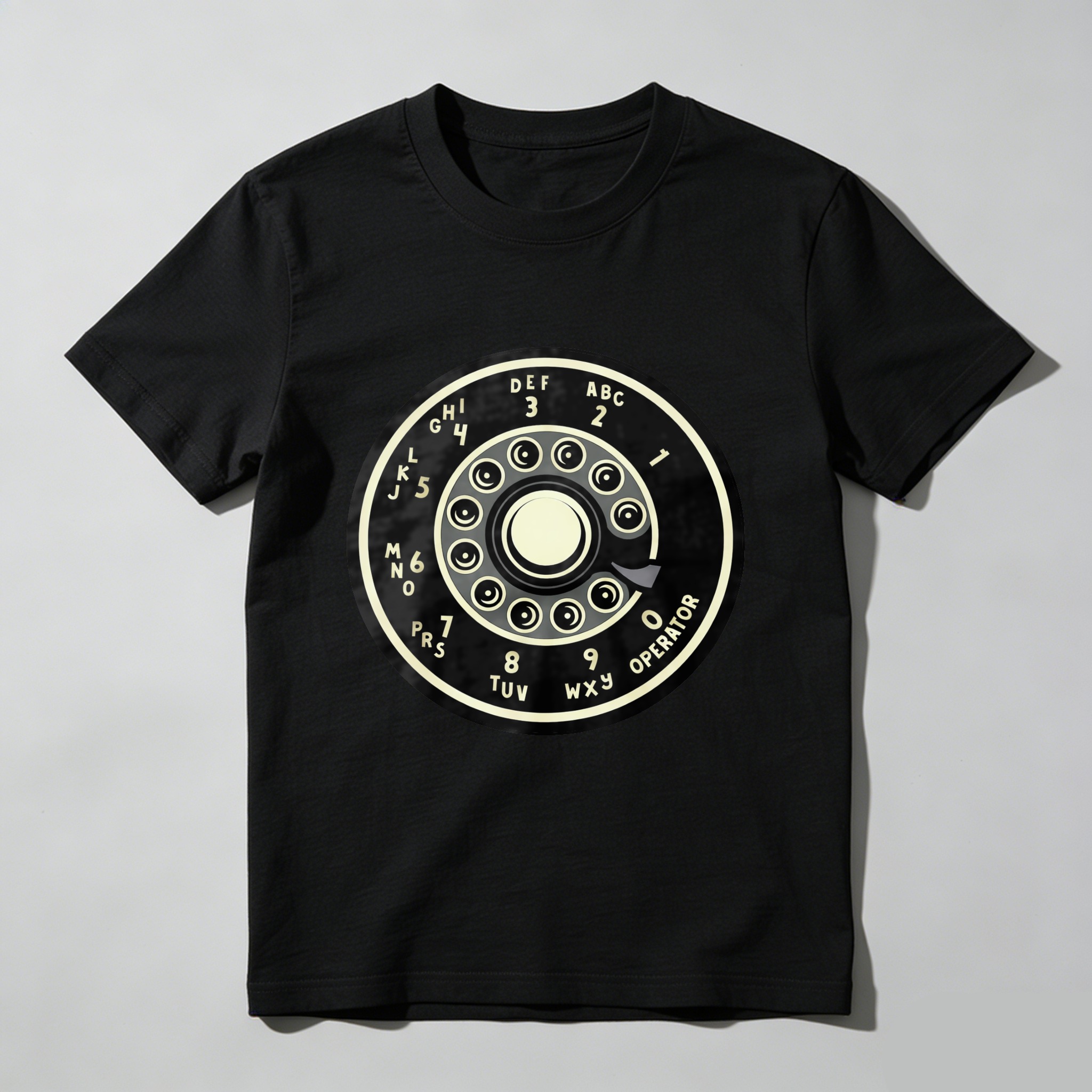 Vintage Rotary Dial Phone T-Shirt Made In Usa Retro Telephone Design Black Cotton Shirt Unisex Classic Style Gift For Tech Enthusiasts