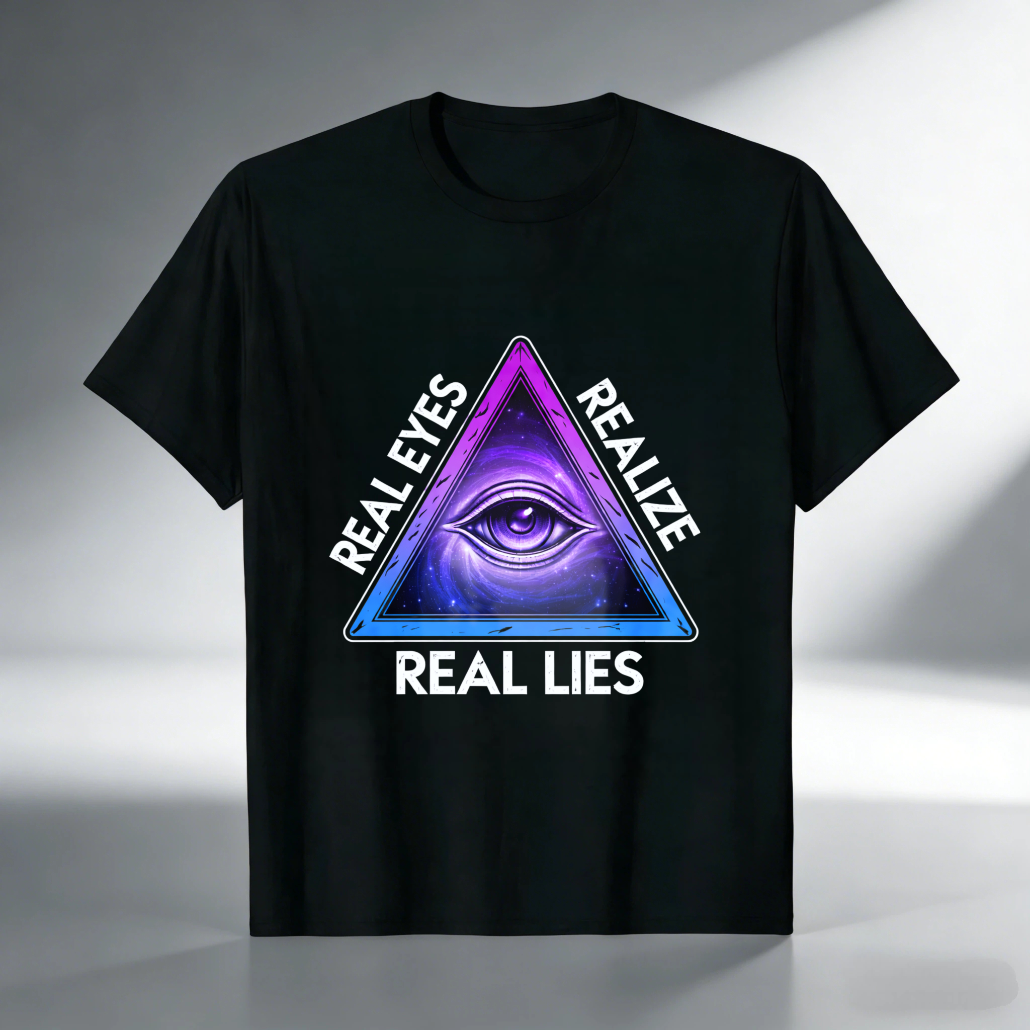 TEECURENT  Real Eyes Realize Real Lies Pyramid Eye Design TEECURENT