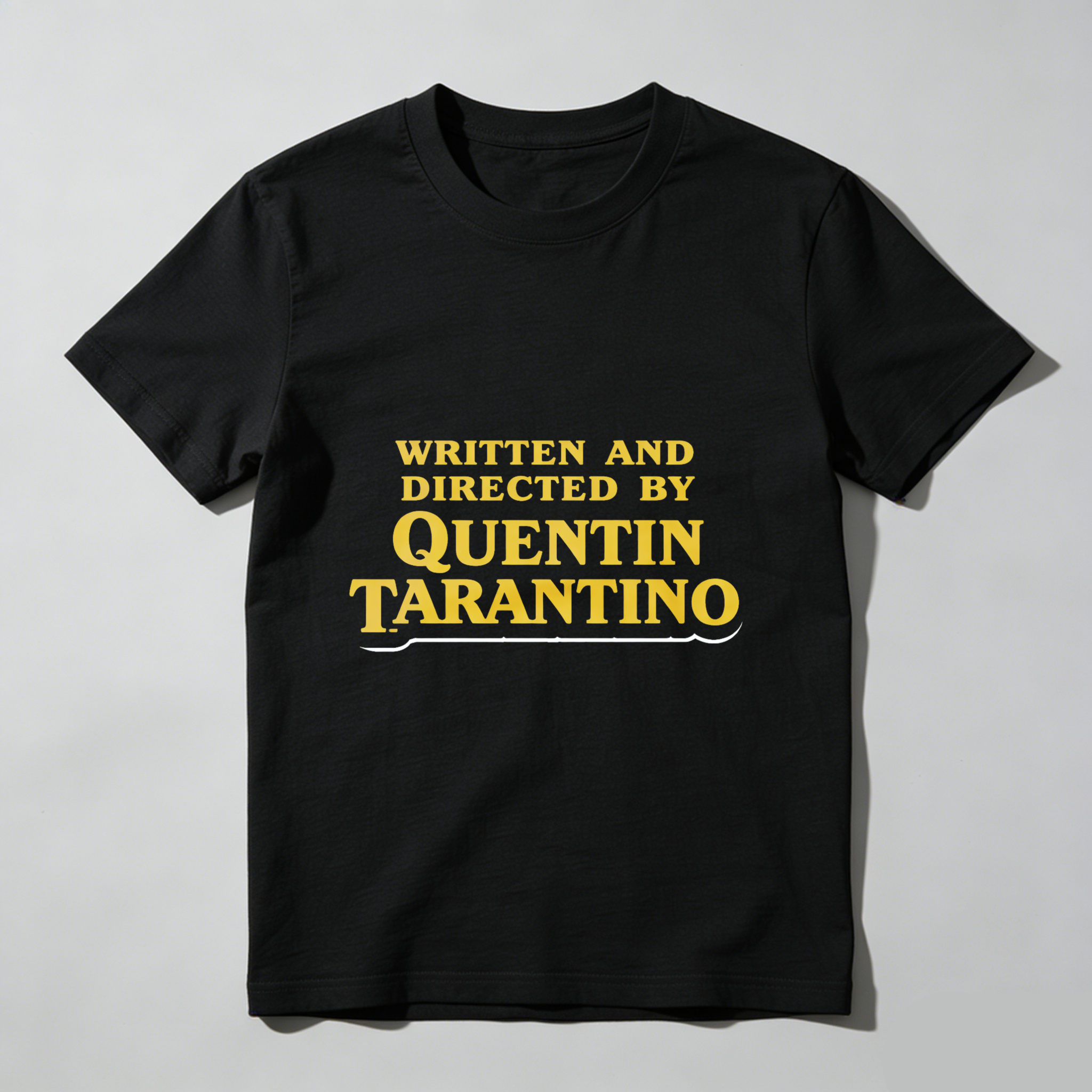 TEECURENT Written And Directed By Quentin Tarantino T Shirt Movie Fan Gift Black Cotton Tee Men Women Unisex Fashion Casual Wear
