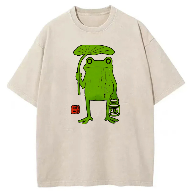 Frog Holding Umbrella And Lantern tshirt 100% cotton