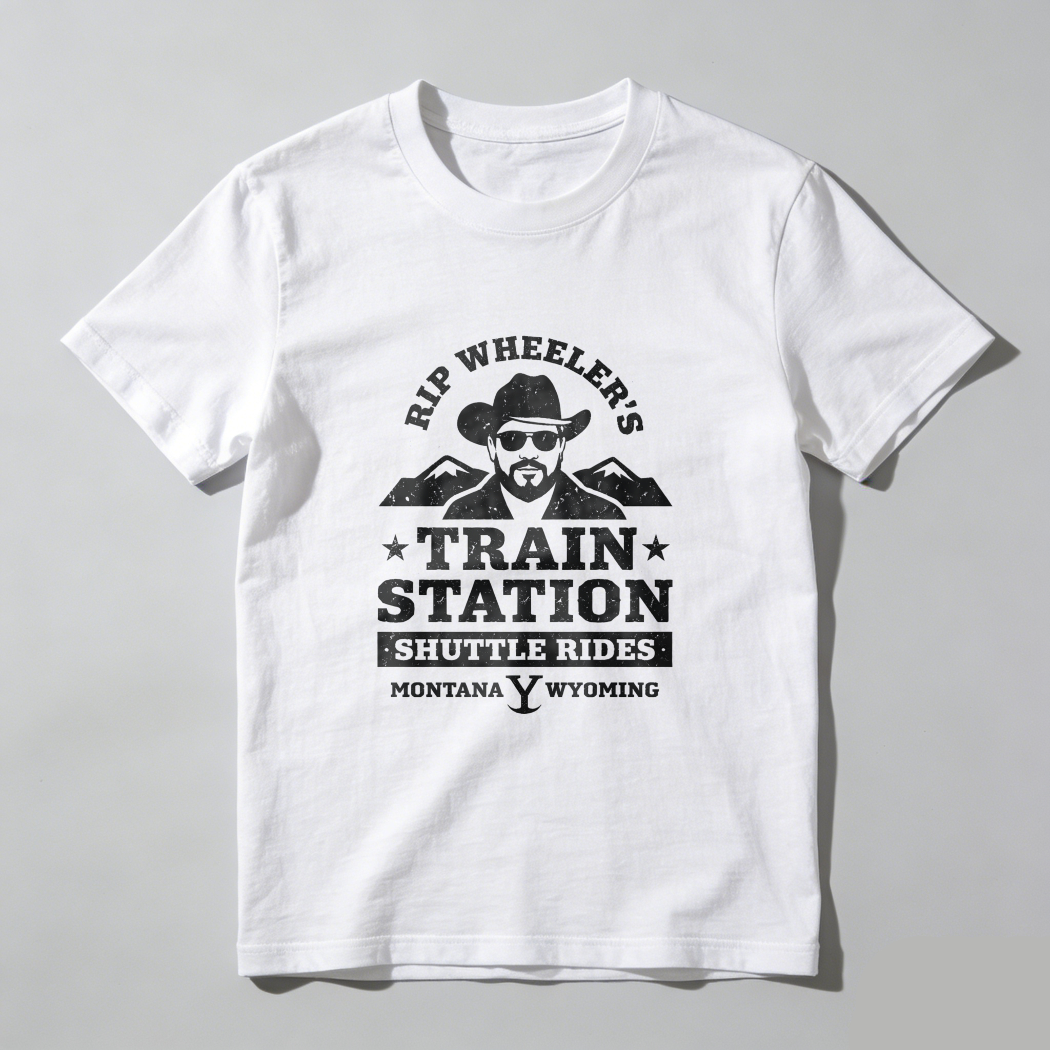TEECURENT Rip Wheelers Train Station Shuttle Rides Montana Wyoming T Shirt