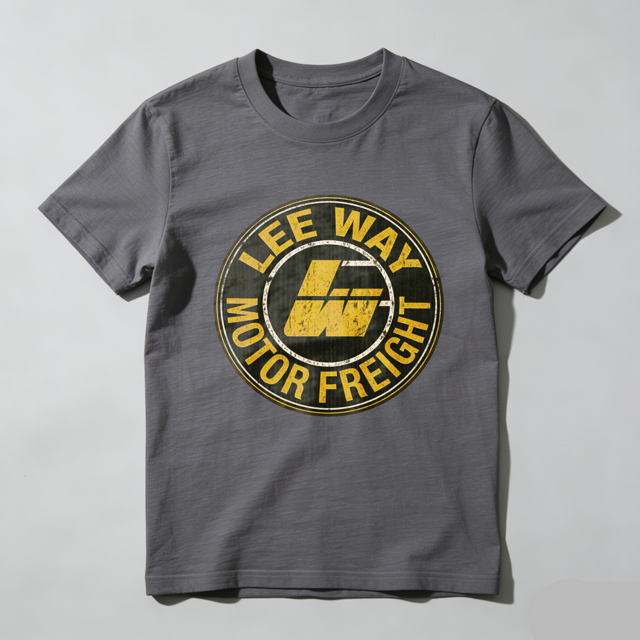 Lee Way Motor Freight Logo T Shirt Black Vintage Style Design For Trucking Enthusiasts And Freight Industry Fans
